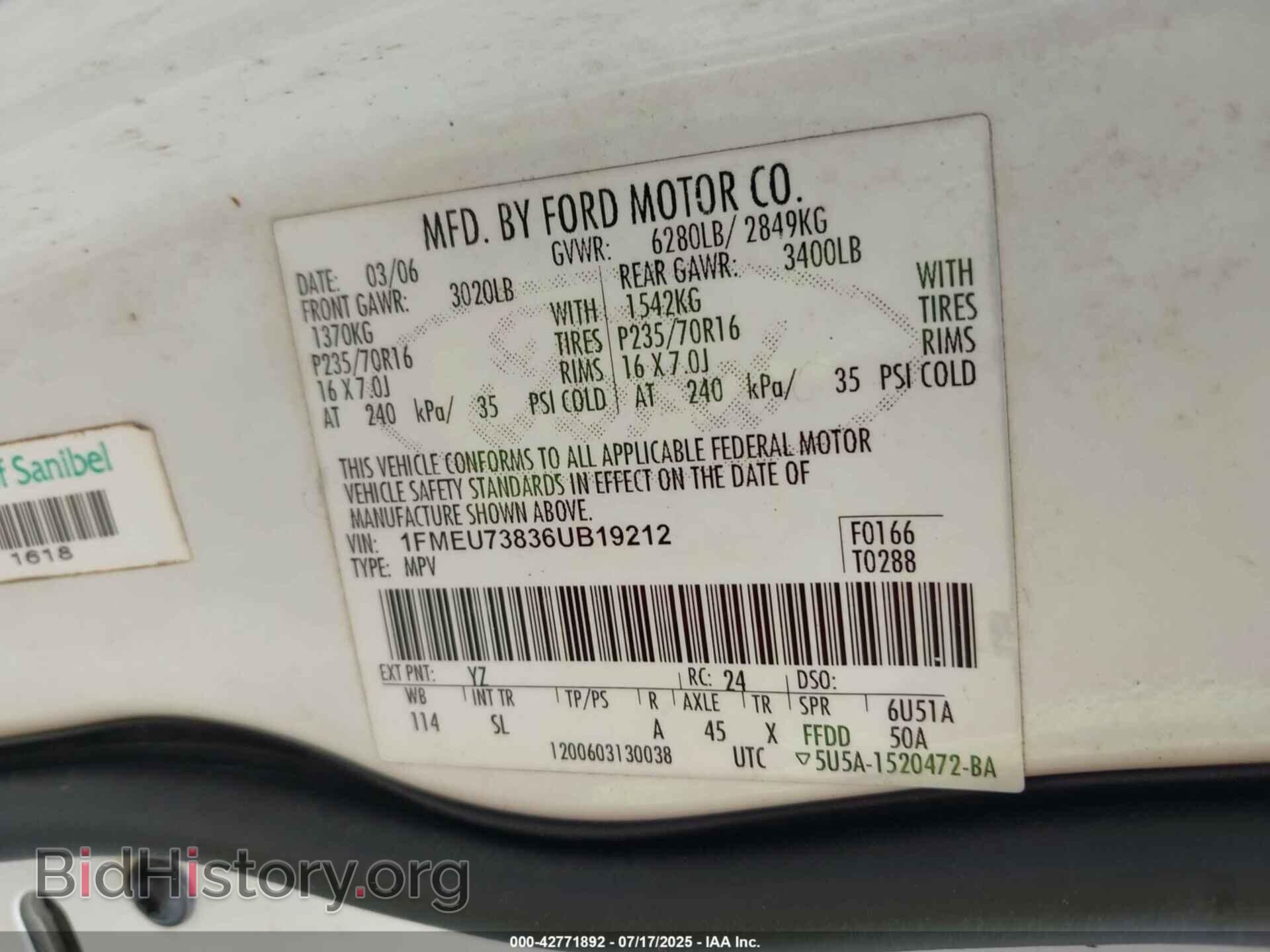 2006 FORD EXPLORER - VIN: 1FMEU73836UB19212 - Фото 9