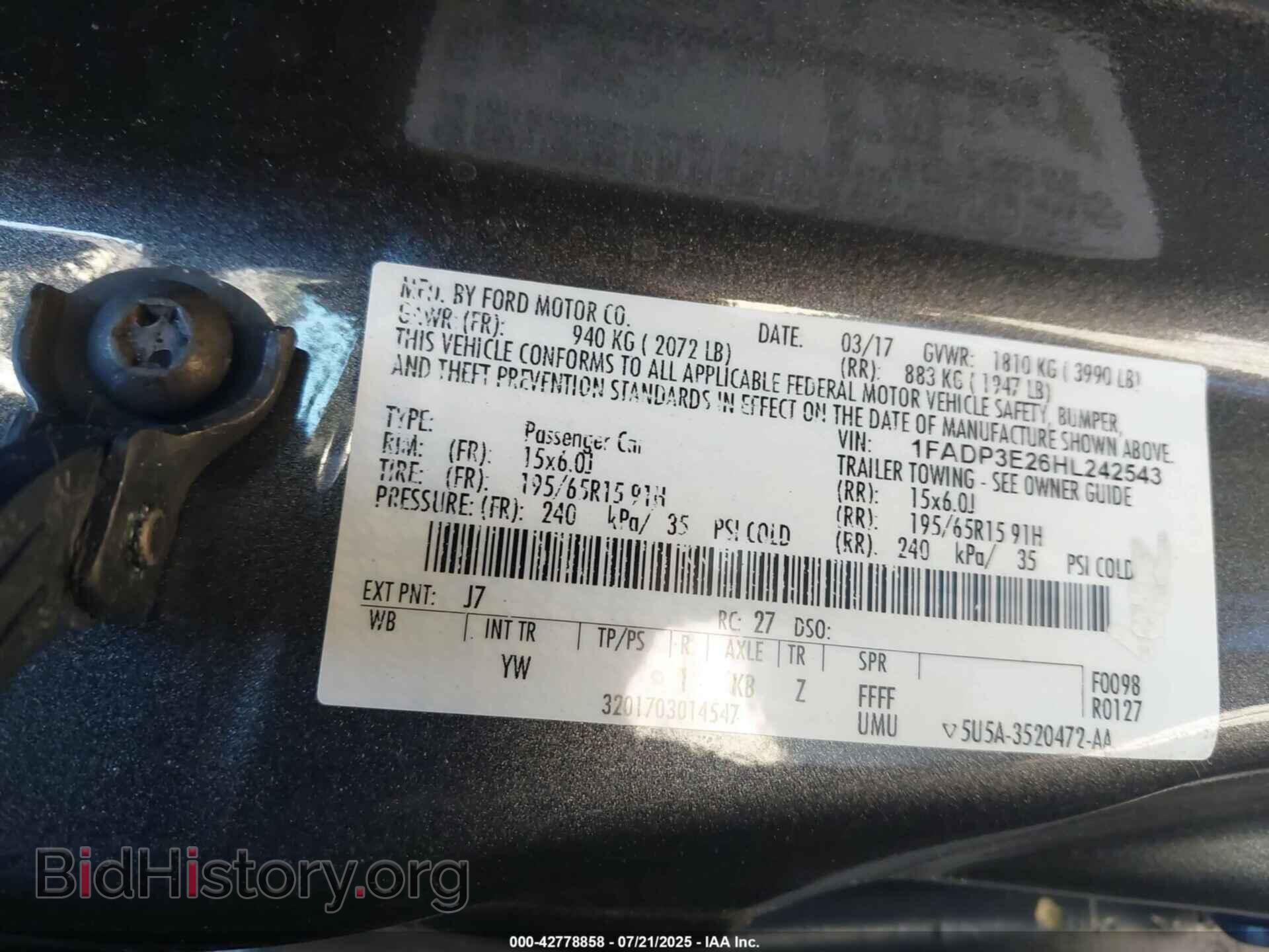 2017 FORD FOCUS - VIN: 1FADP3E26HL242543 - Photo 9