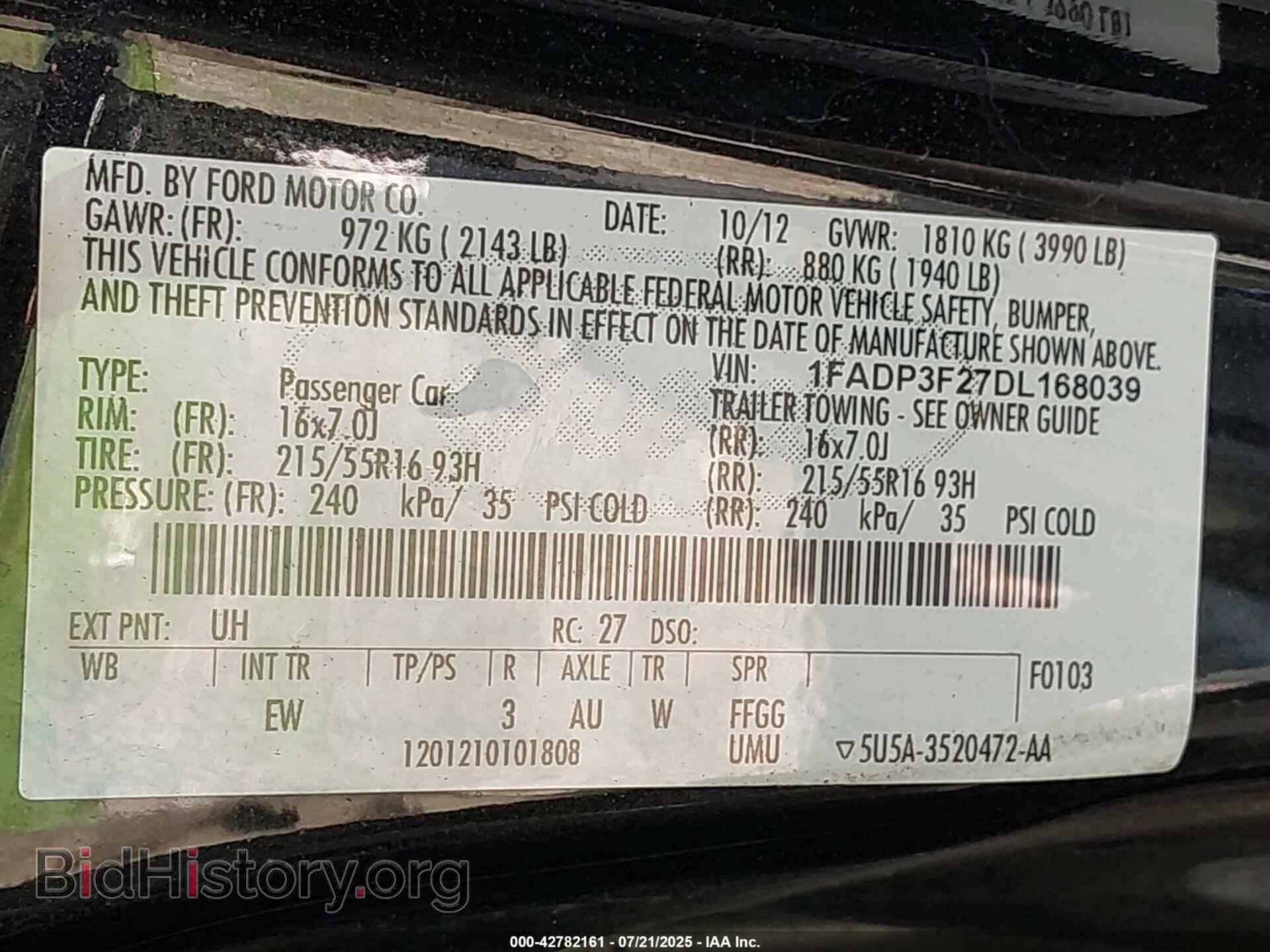 2013 FORD FOCUS - VIN: 1FADP3F27DL168039 - Фото 9