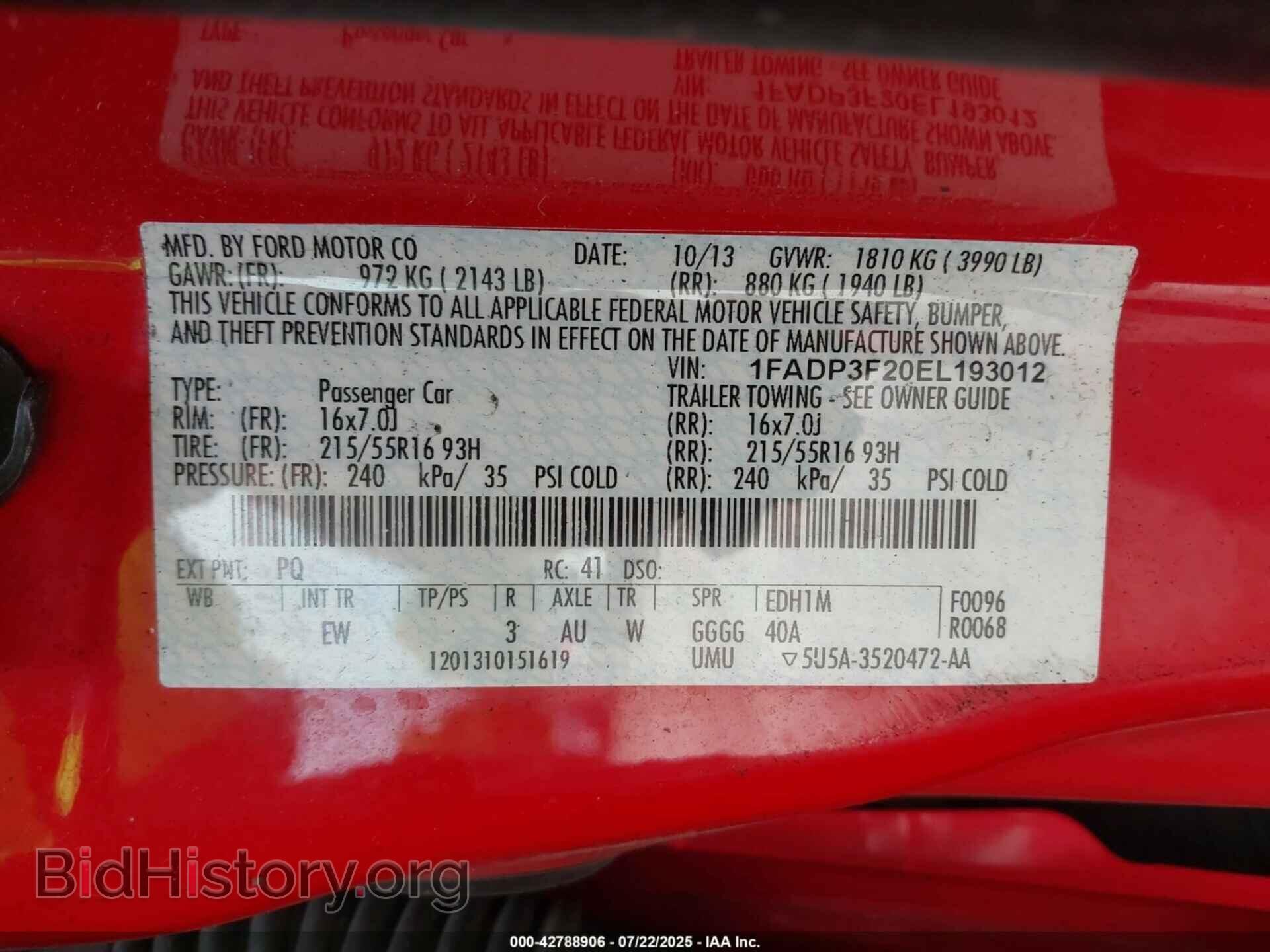 2014 FORD FOCUS - VIN: 1FADP3F20EL193012 - Фото 9