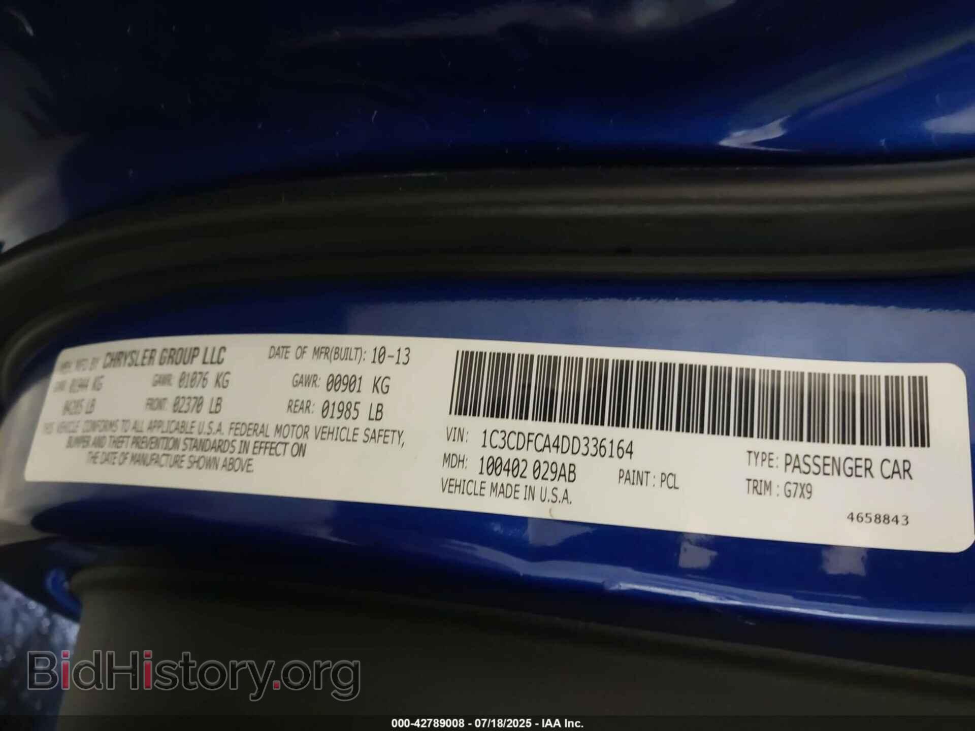 2013 DODGE DART - VIN: 1C3CDFCA4DD336164 - Photo 9