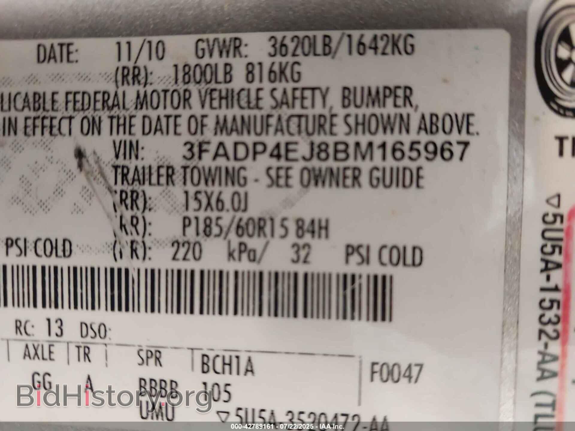 2011 FORD FIESTA - VIN: 3FADP4EJ8BM165967 - Фото 9