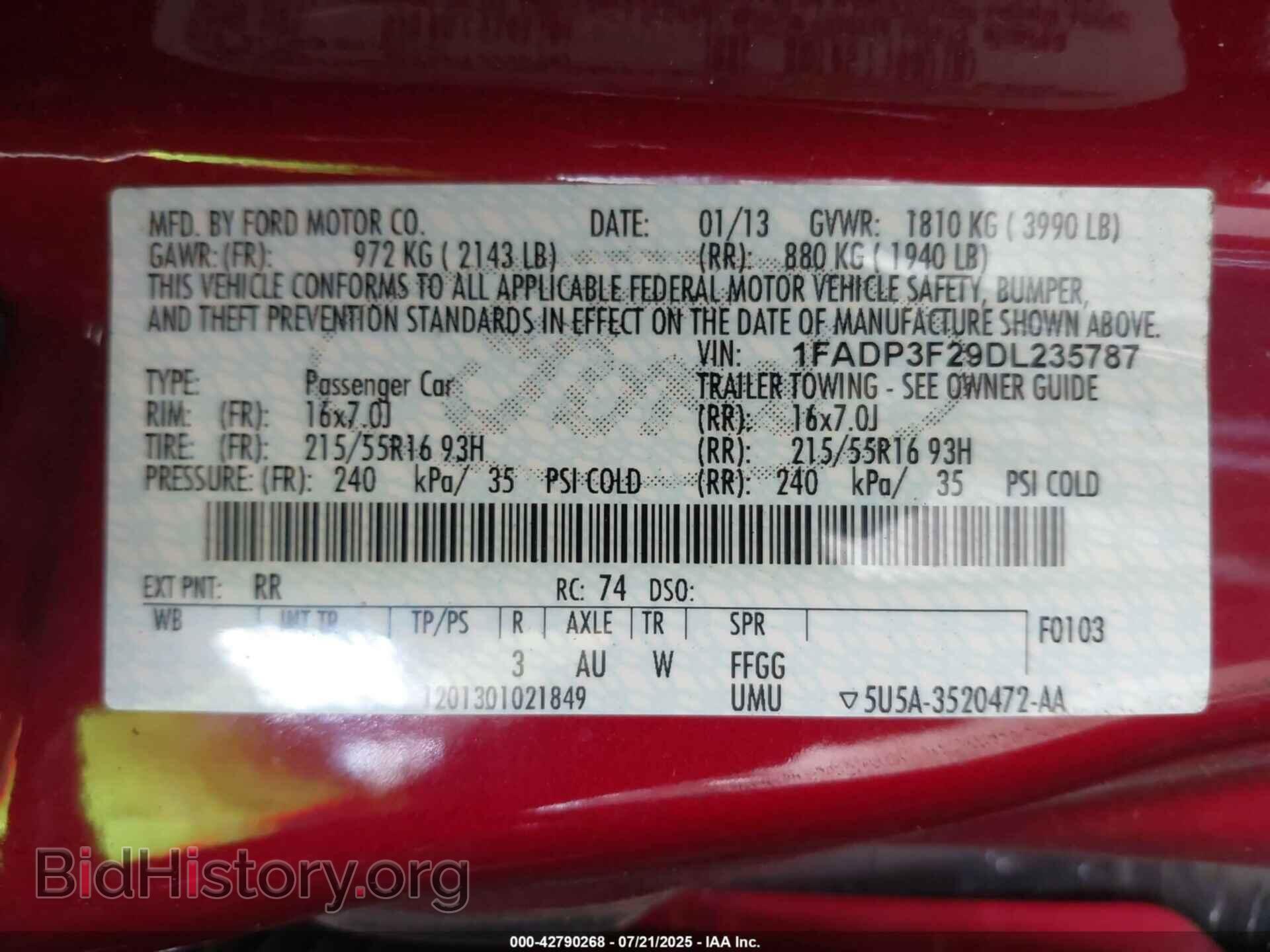 2013 FORD FOCUS - VIN: 1FADP3F29DL235787 - Фото 9