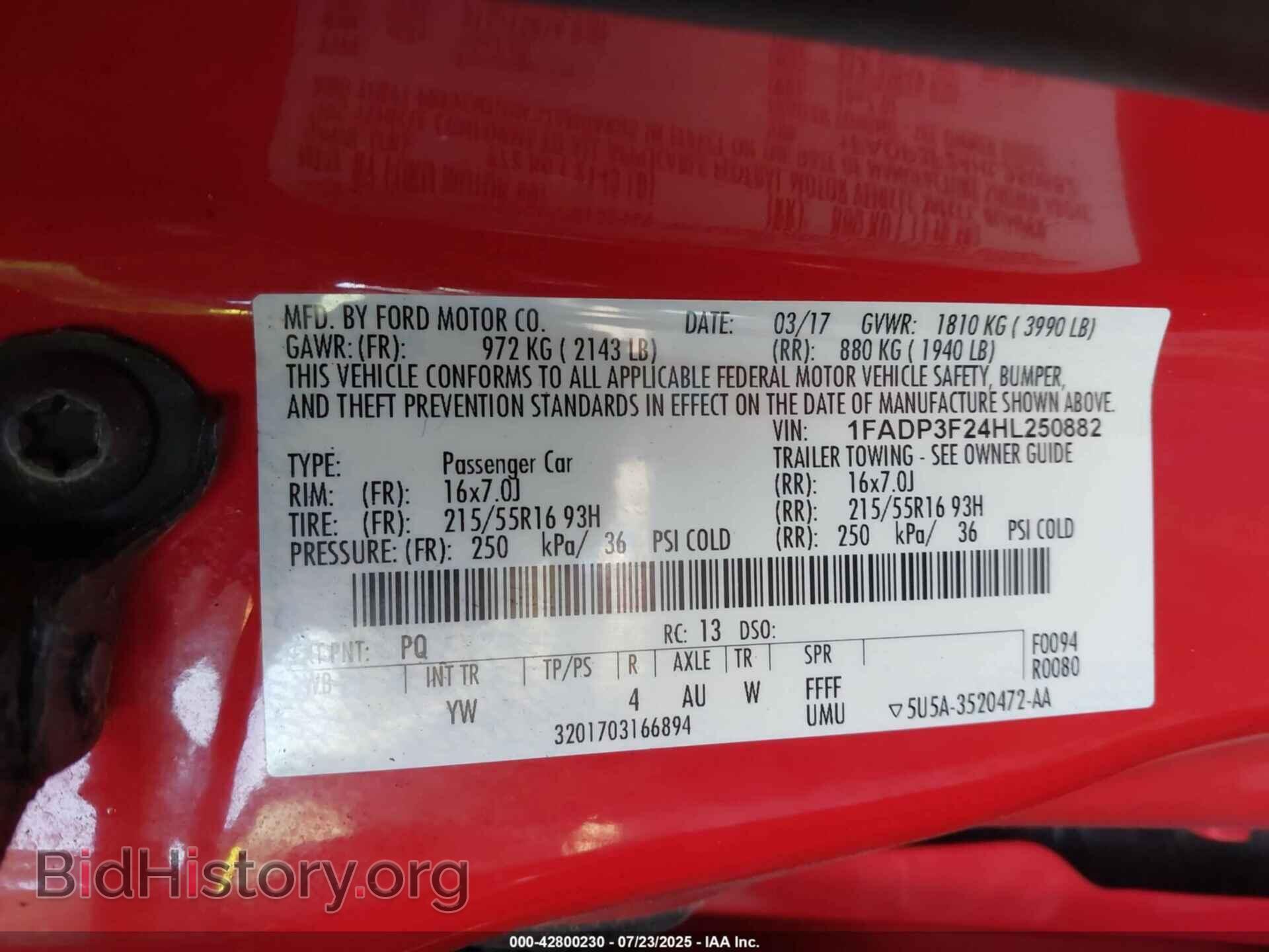 2017 FORD FOCUS - VIN: 1FADP3F24HL250882 - Фото 9