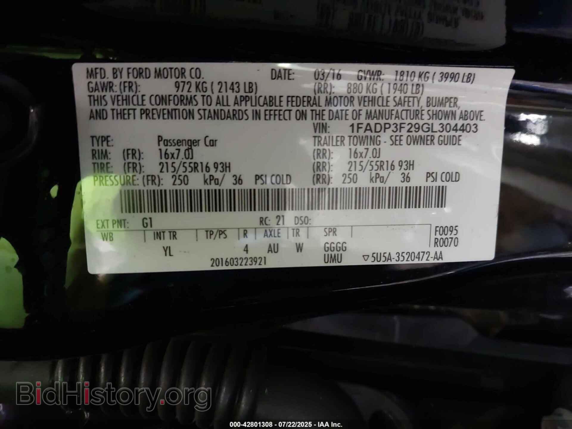 2016 FORD FOCUS - VIN: 1FADP3F29GL304403 - Фото 9