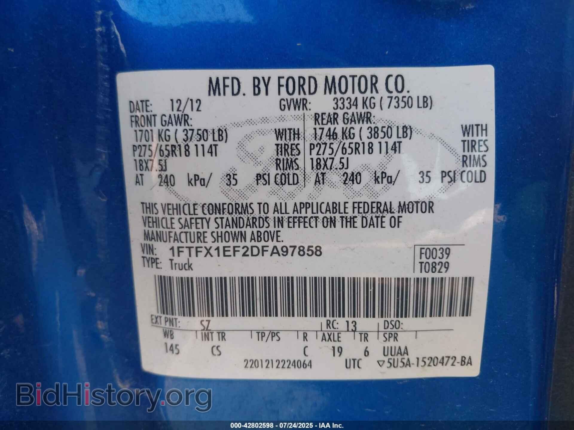 2013 FORD F-150 - VIN: 1FTFX1EF2DFA97858 - Фото 9