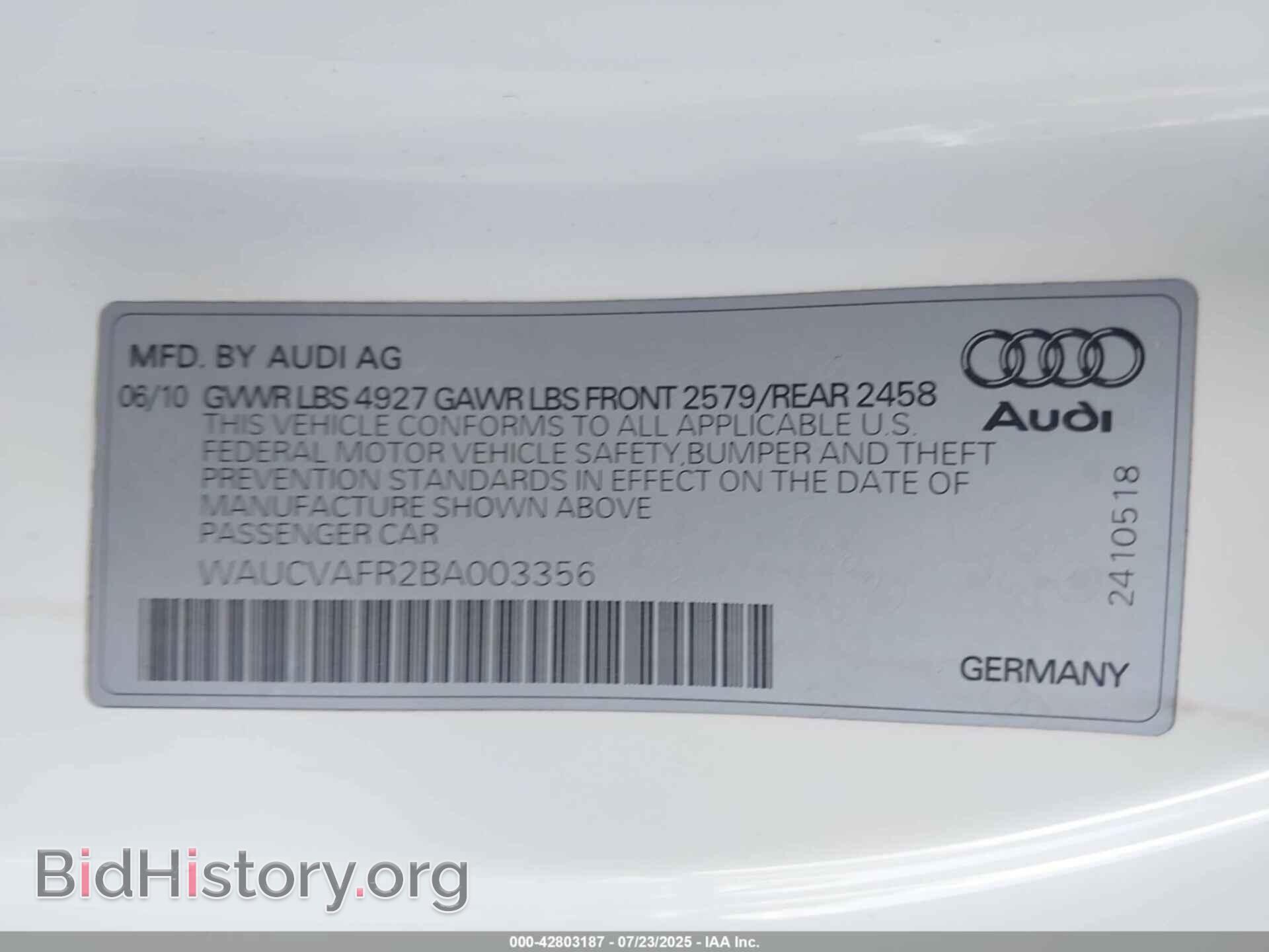 2011 AUDI S5 - VIN: WAUCVAFR2BA003356 - Photo 9