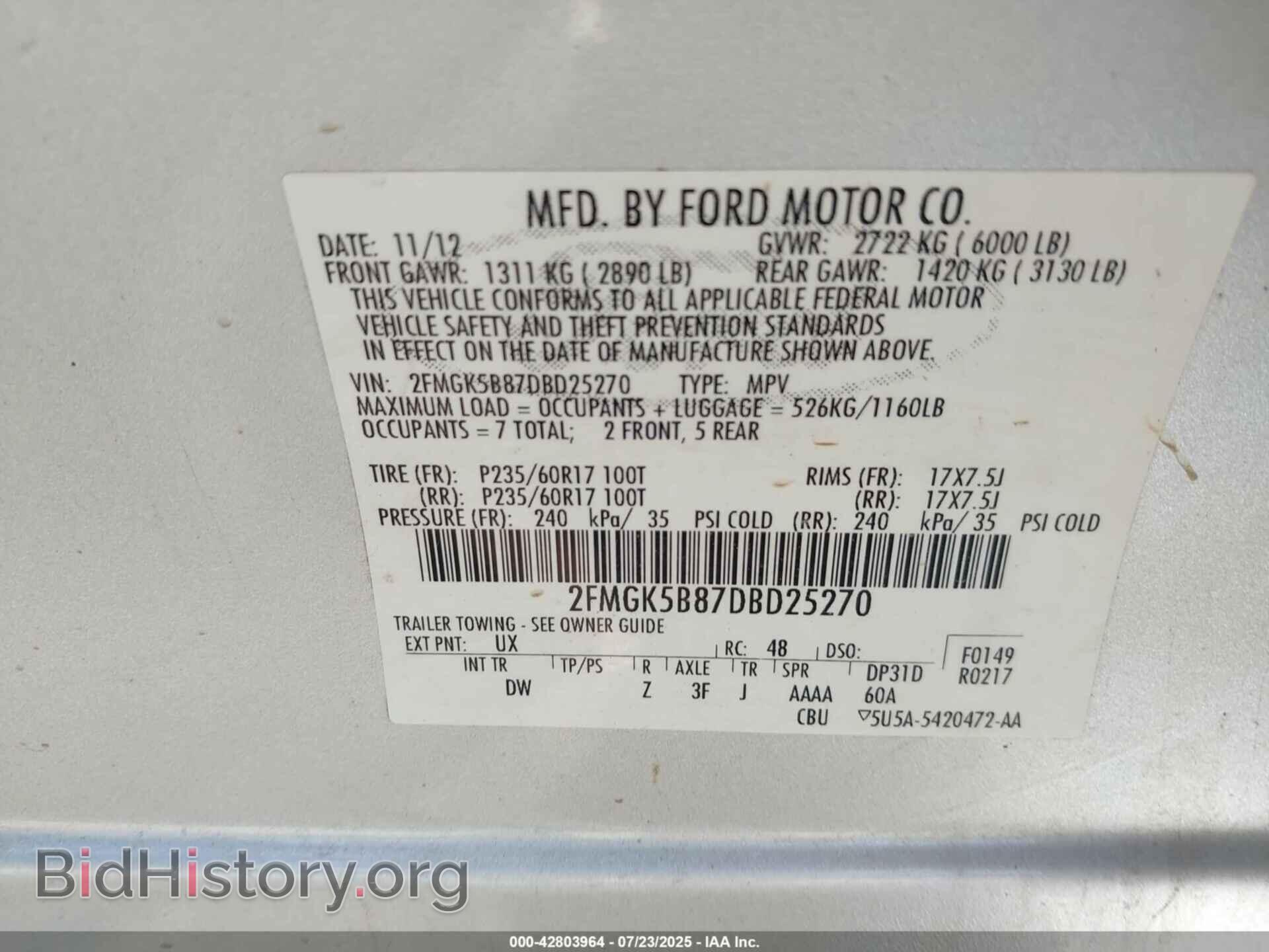 2013 FORD FLEX - VIN: 2FMGK5B87DBD25270 - Photo 9