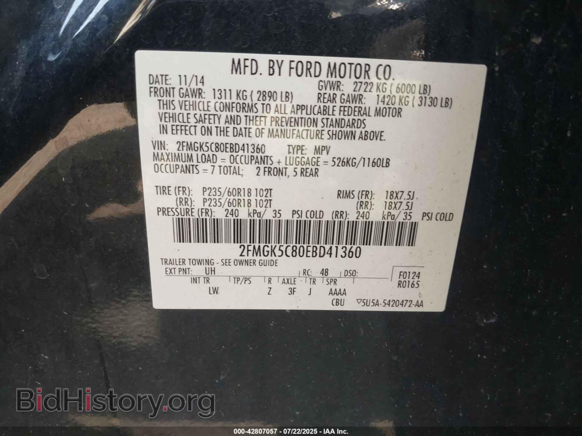 2014 FORD FLEX - VIN: 2FMGK5C80EBD41360 - Photo 9