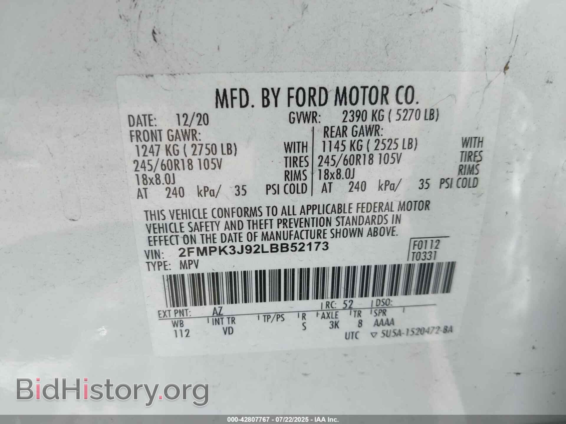 2020 FORD EDGE - VIN: 2FMPK3J92LBB52173 - Фото 9