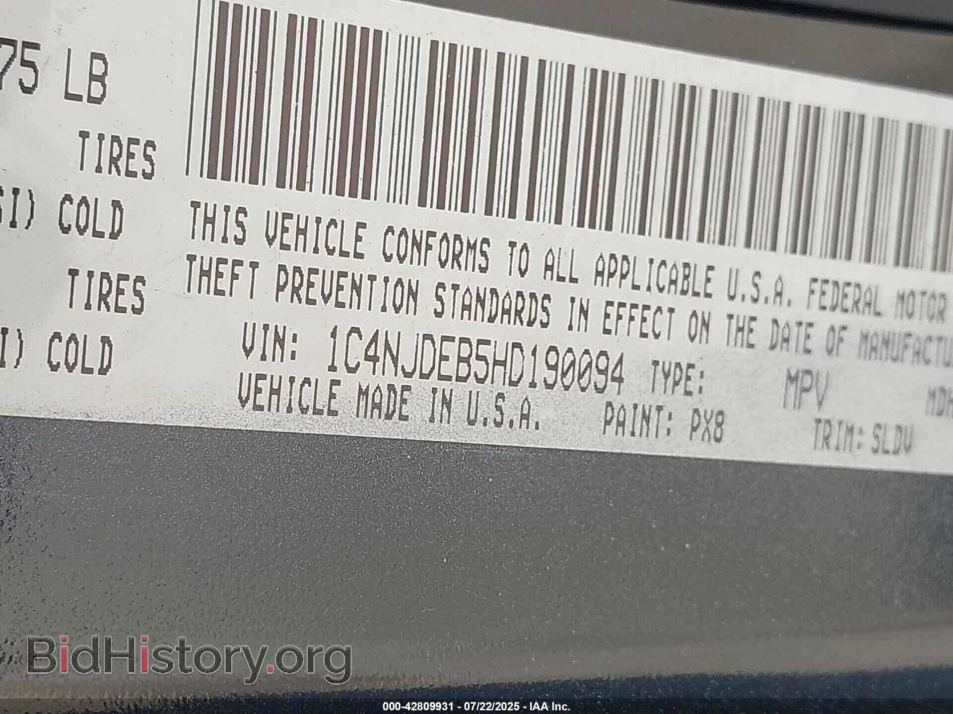 2017 JEEP COMPASS - VIN: 1C4NJDEB5HD190094 - Фото 9