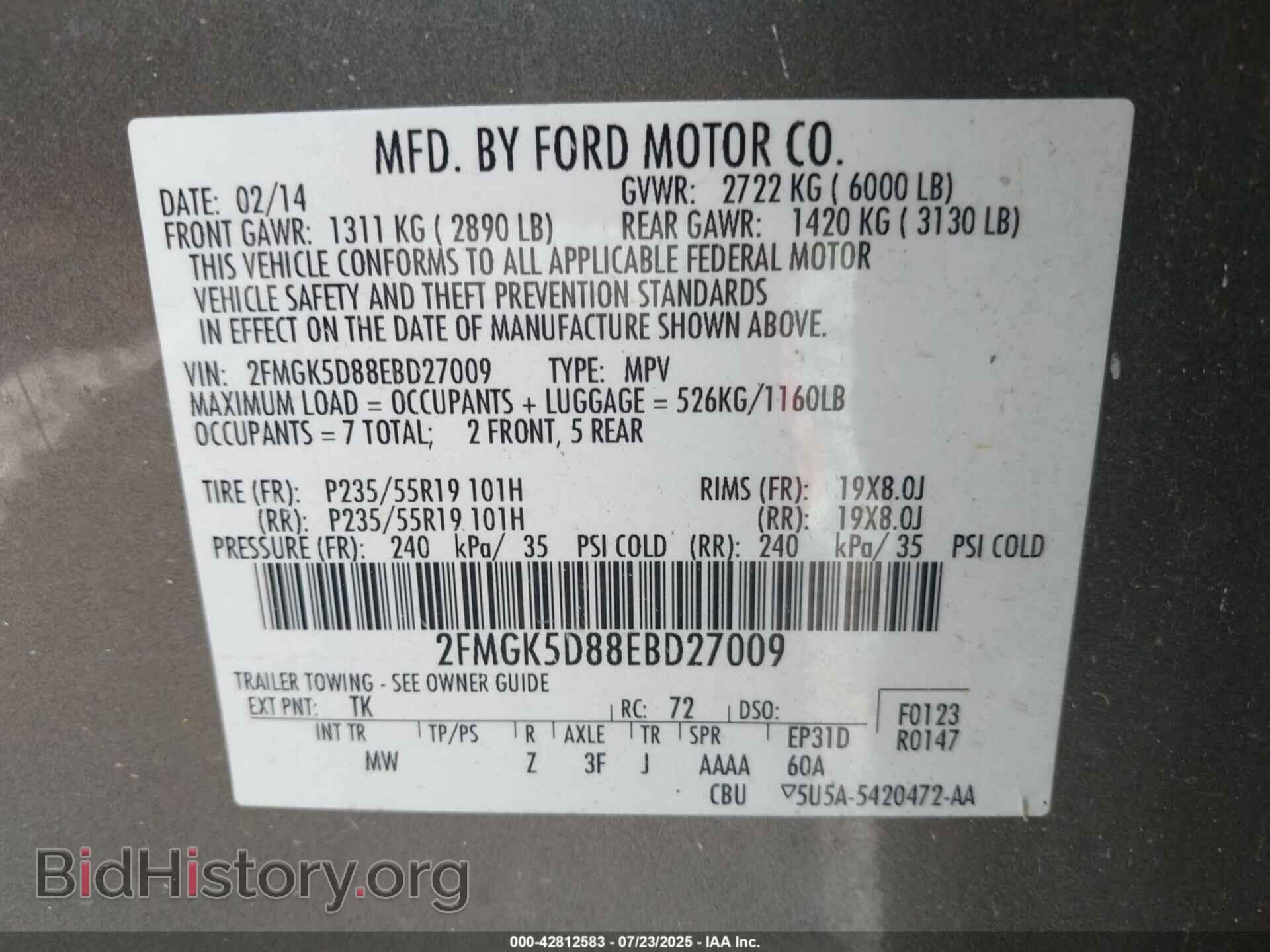 2014 FORD FLEX - VIN: 2FMGK5D88EBD27009 - Photo 9