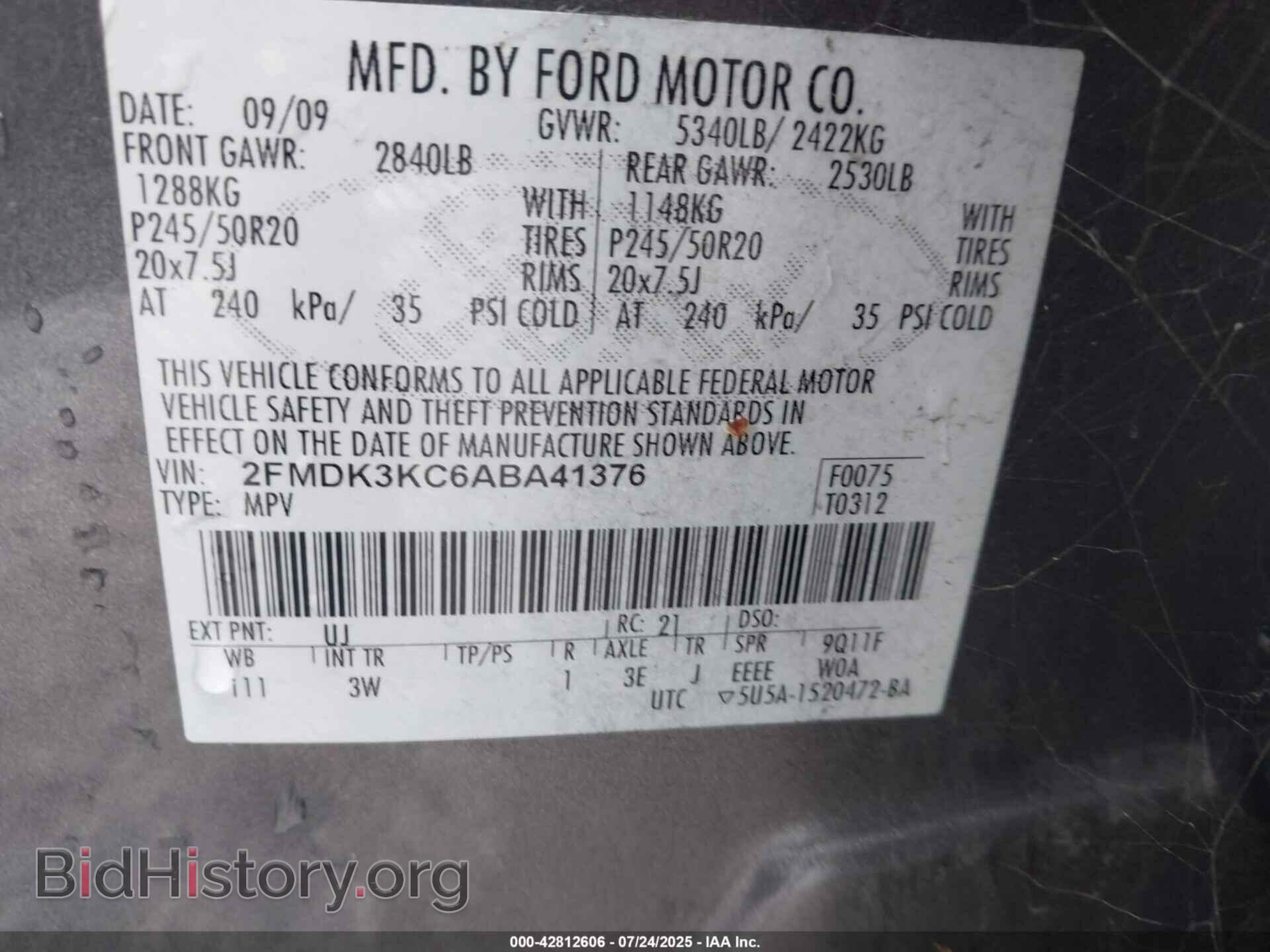 2010 FORD EDGE - VIN: 2FMDK3KC6ABA41376 - Фото 9