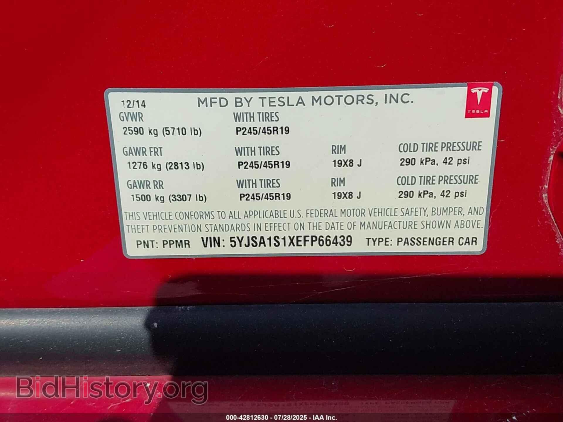 2014 TESLA MODEL S - VIN: 5YJSA1S1XEFP66439 - Photo 9