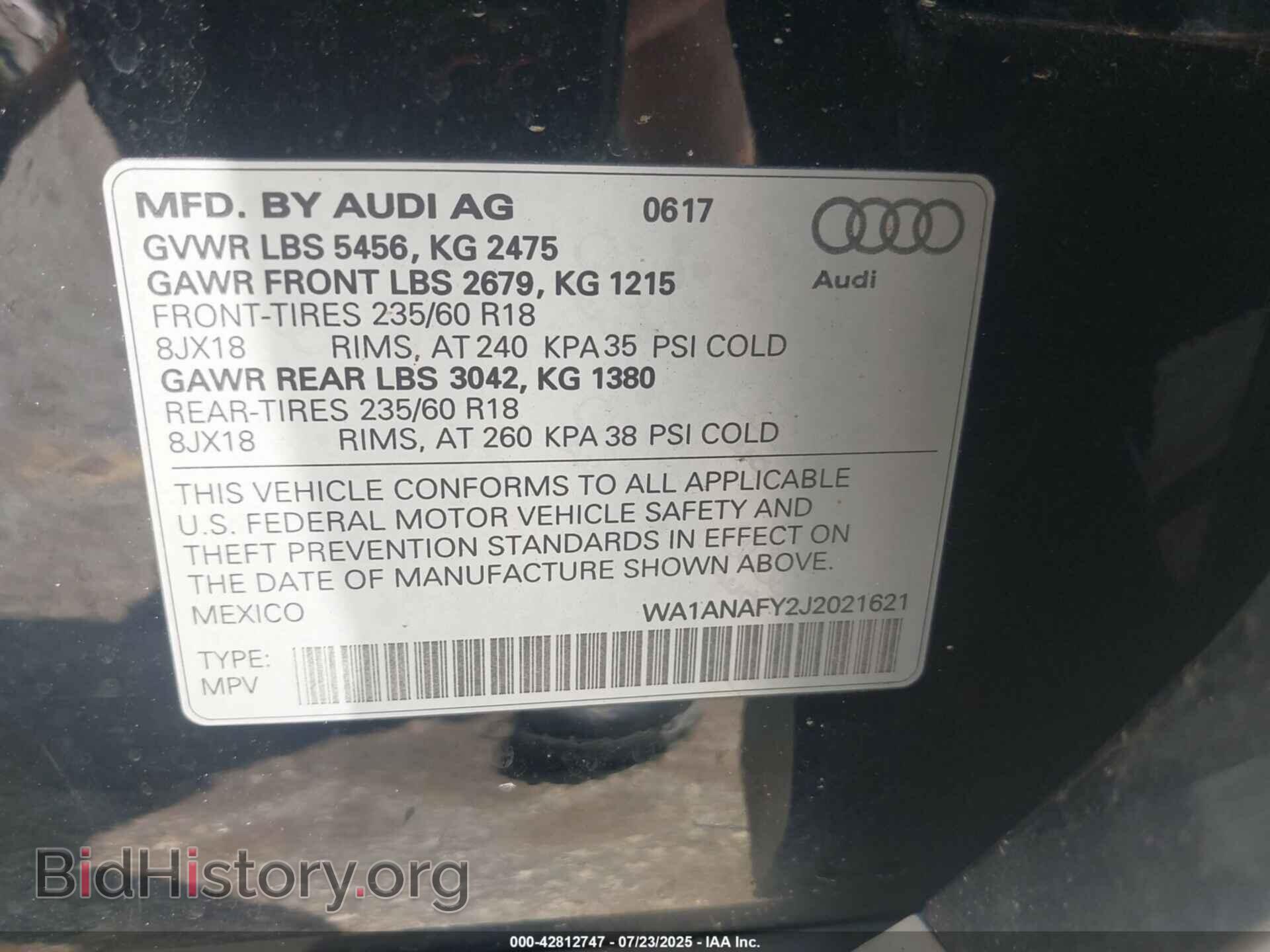 2018 AUDI Q5 - VIN: WA1ANAFY2J2021621 - Фото 9