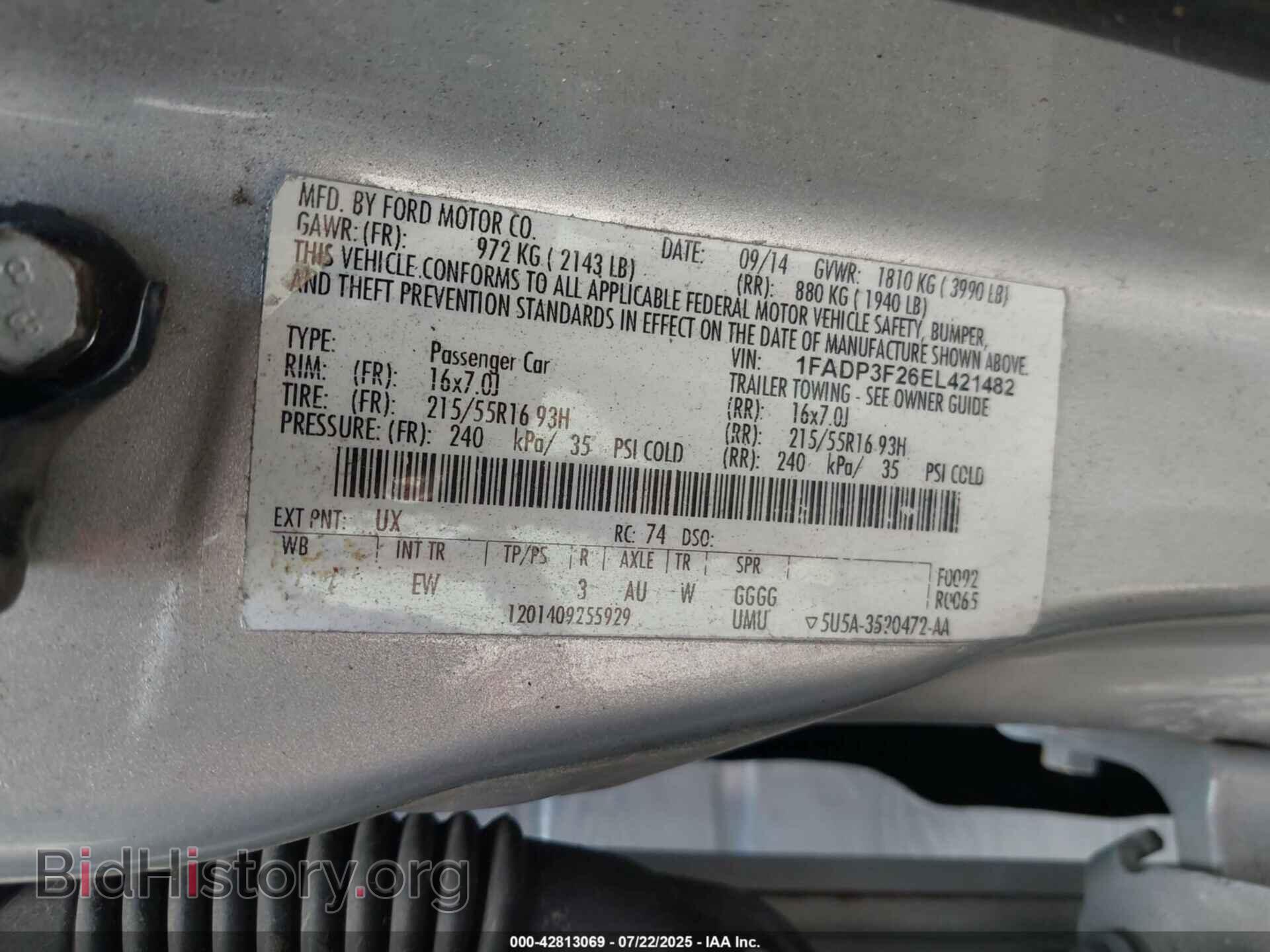 2014 FORD FOCUS - VIN: 1FADP3F26EL421482 - Фото 9
