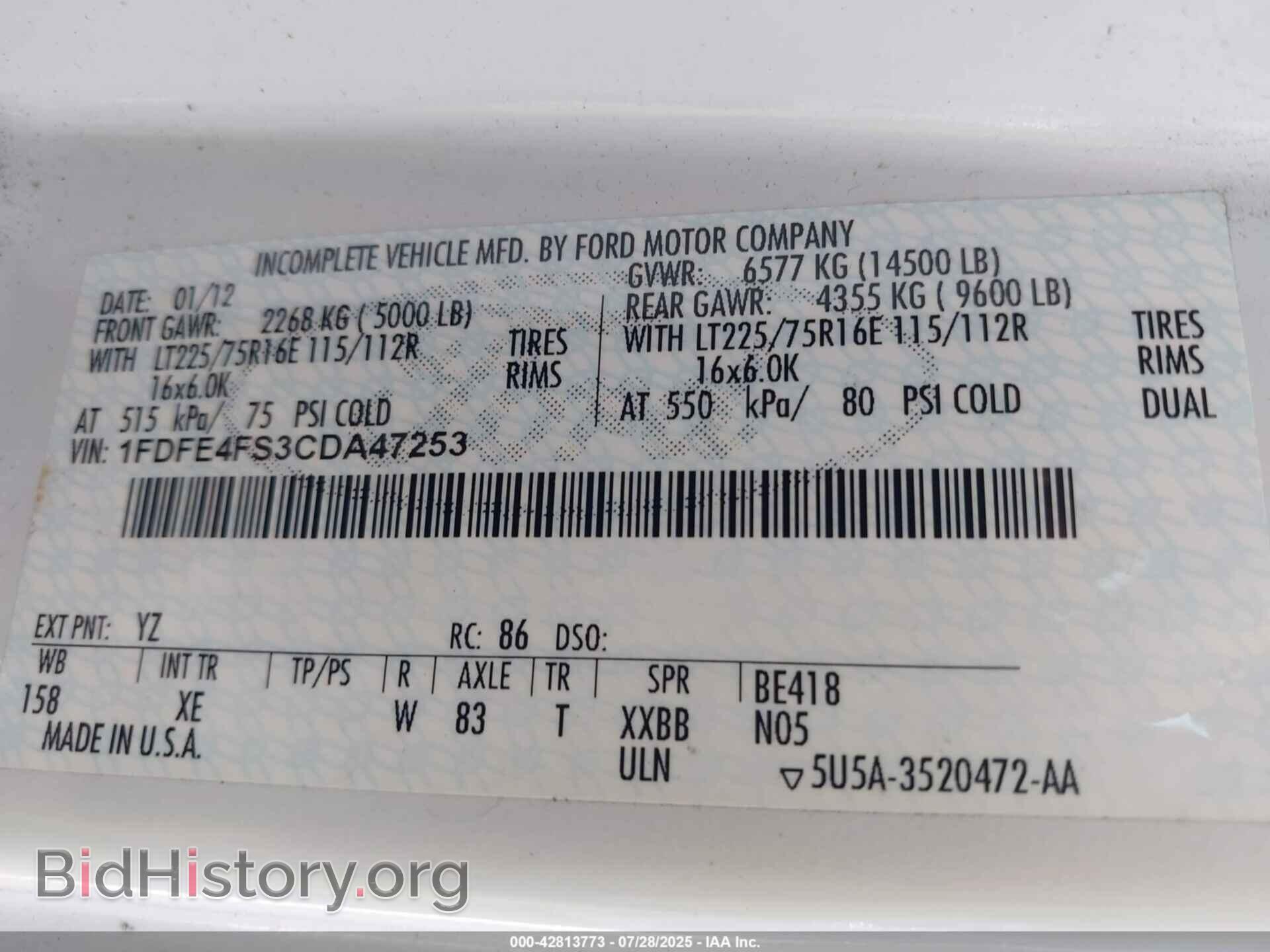 2012 FORD E-450 CUTAWAY - VIN: 1FDFE4FS3CDA47253 - Photo 8