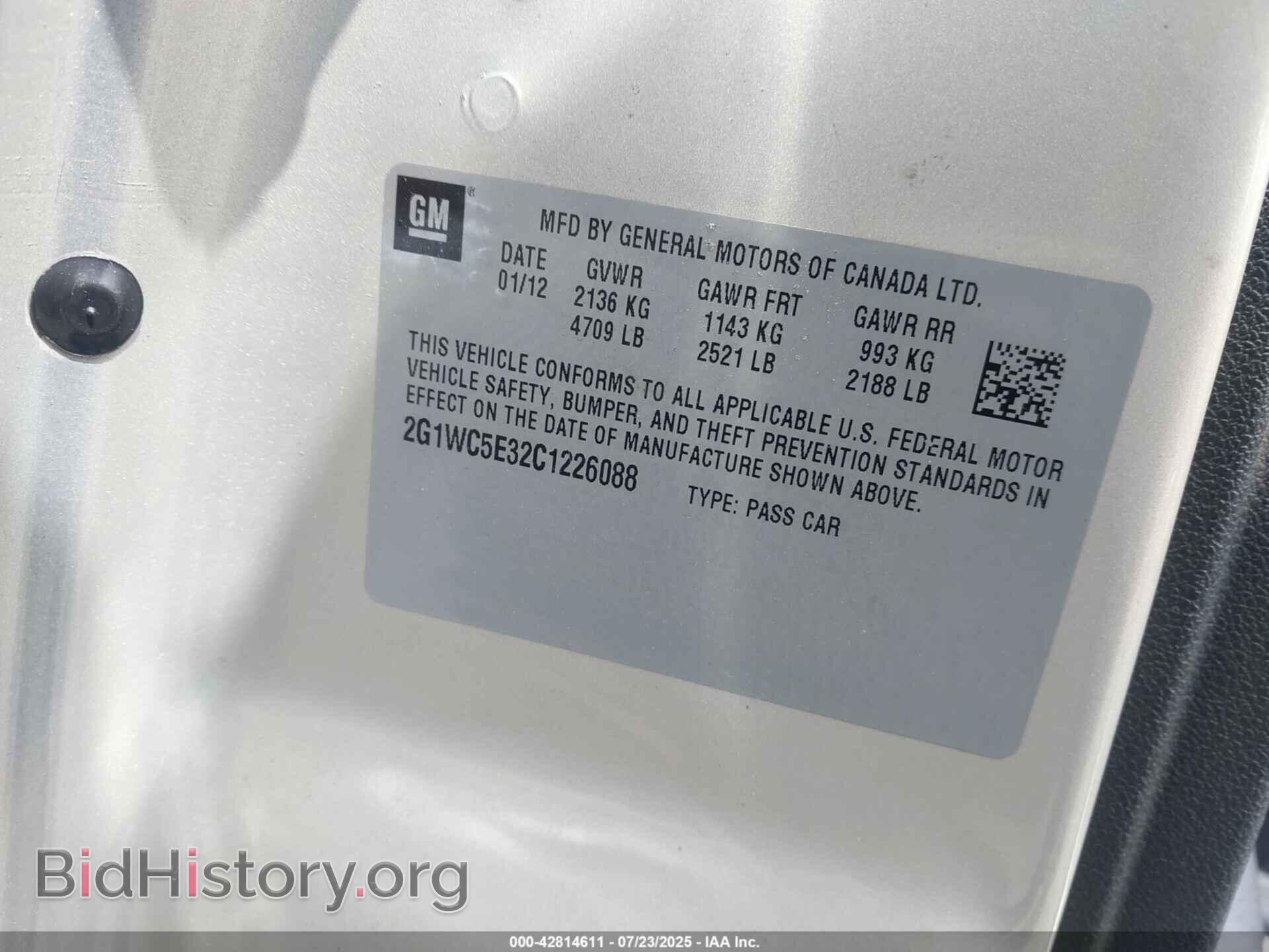 2012 CHEVROLET IMPALA - VIN: 2G1WC5E32C1226088 - Фото 9