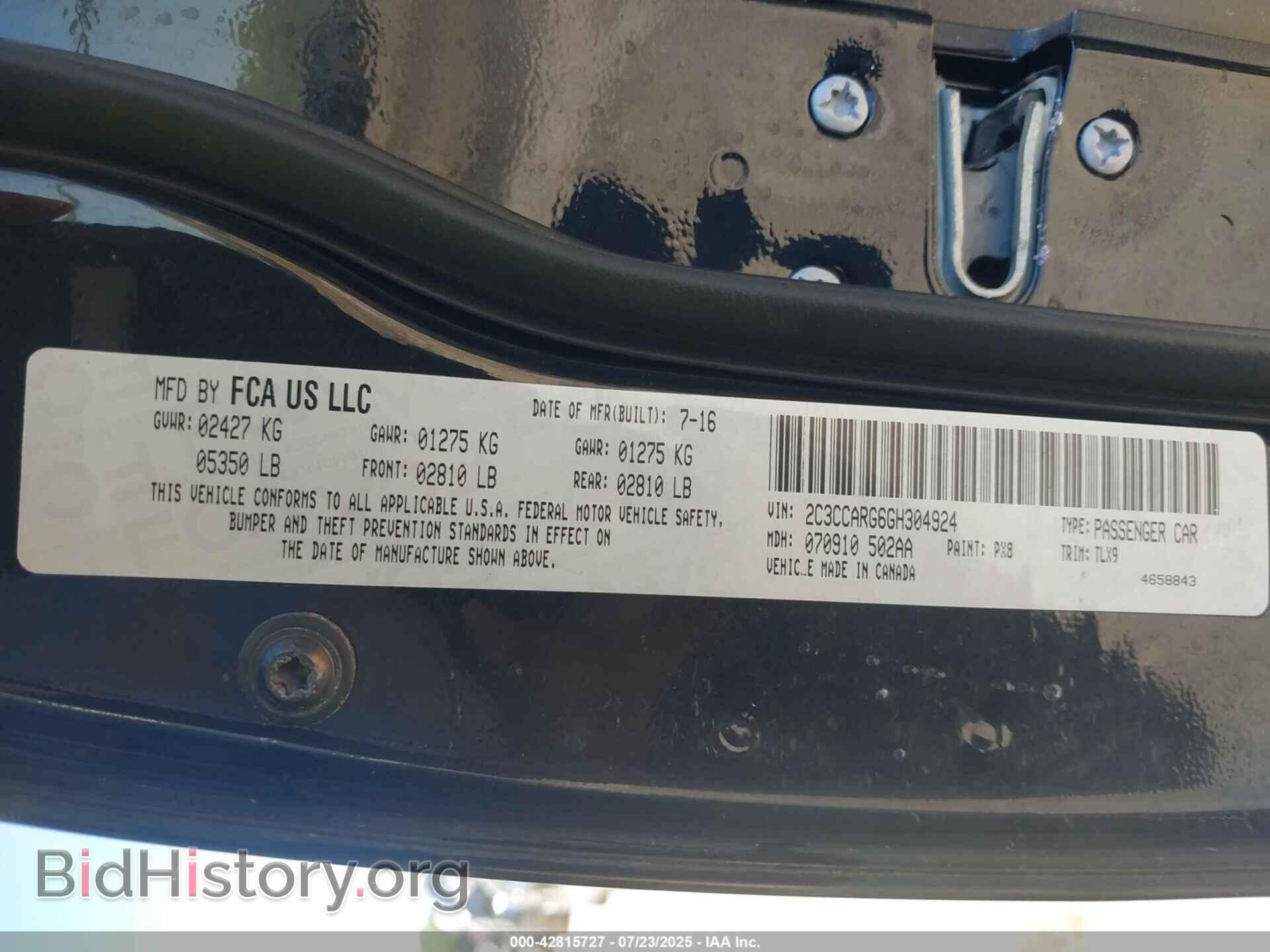 2016 CHRYSLER 300 - VIN: 2C3CCARG6GH304924 - Фото 9