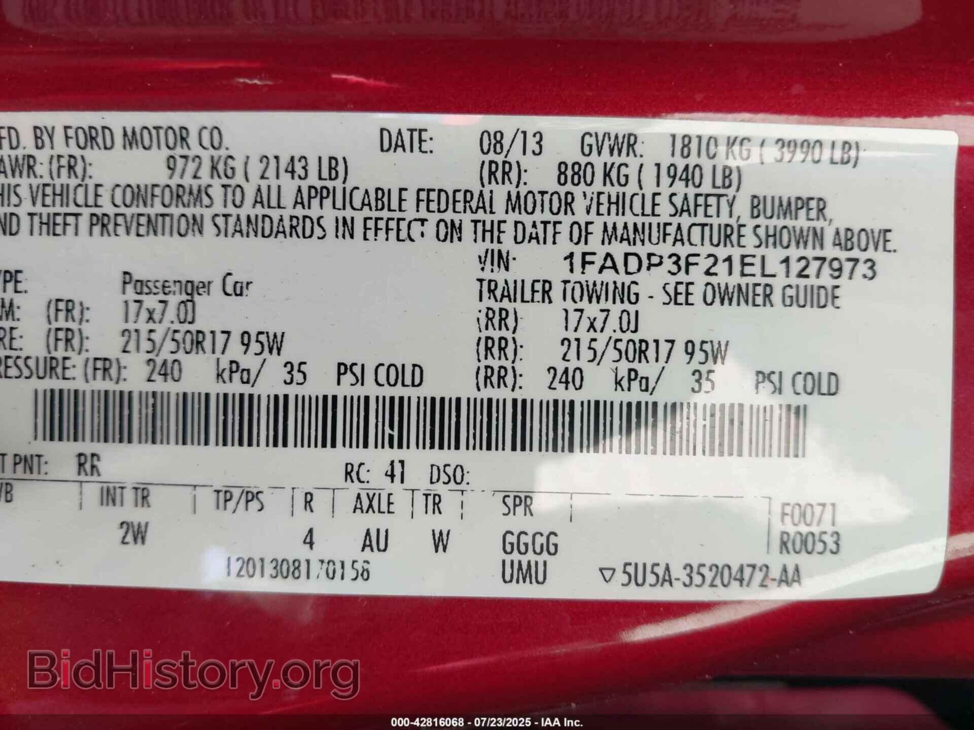 2014 FORD FOCUS - VIN: 1FADP3F21EL127973 - Фото 9