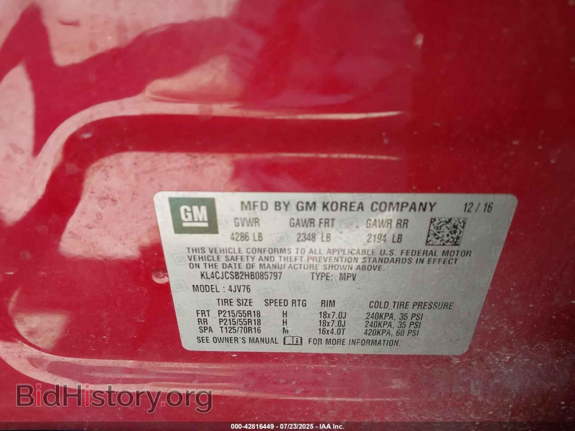 2017 BUICK ENCORE - VIN: KL4CJCSB2HB085797 - Photo 9