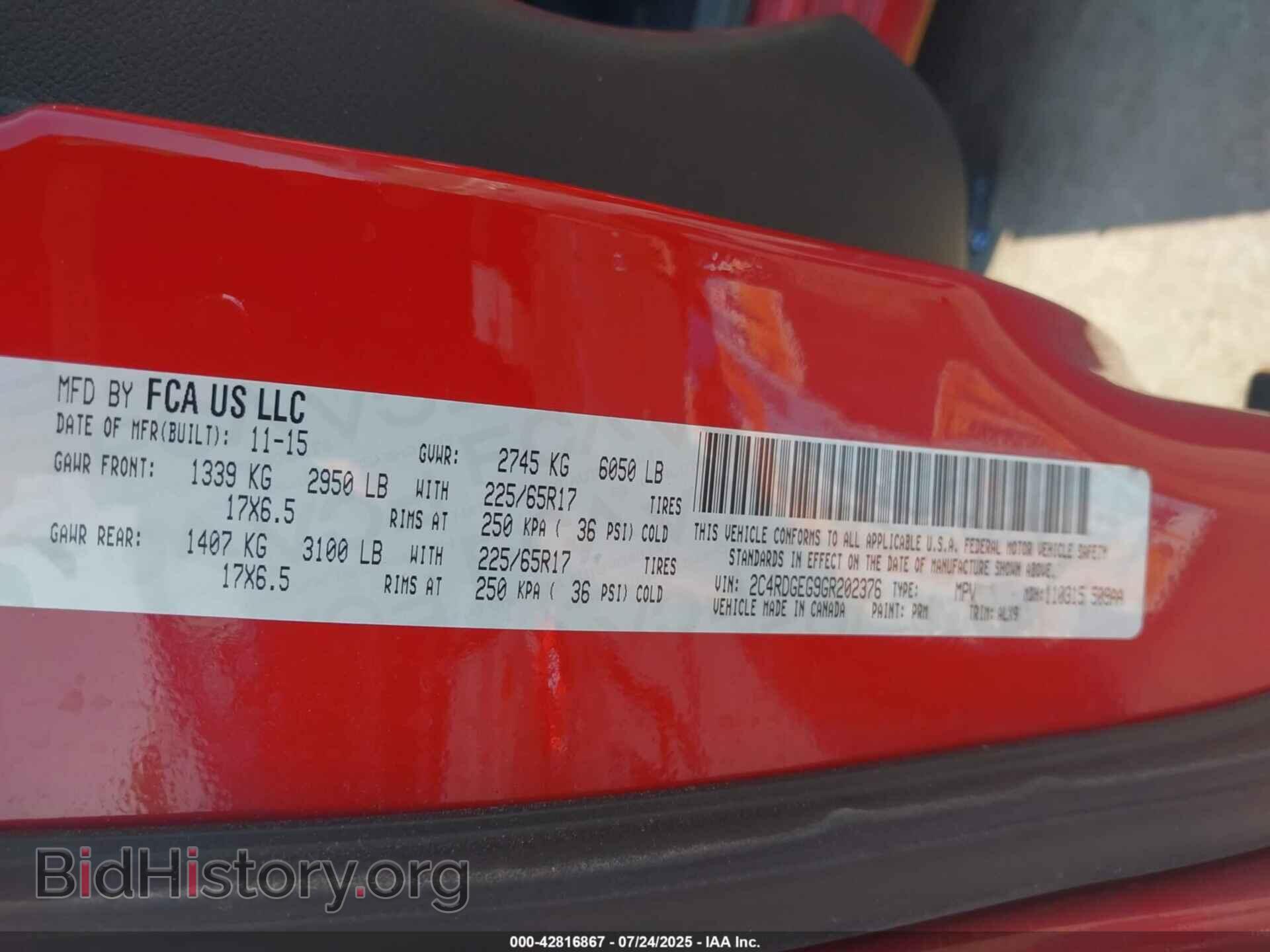 2016 DODGE GRAND CARAVAN - VIN: 2C4RDGEG9GR202376 - Фото 9