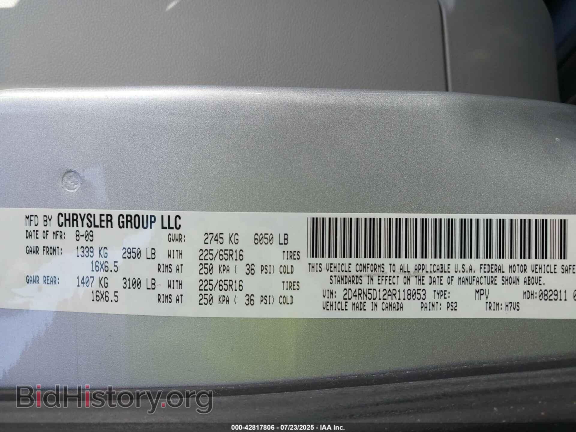 2010 DODGE GRAND CARAVAN - VIN: 2D4RN5D12AR118053 - Фото 9