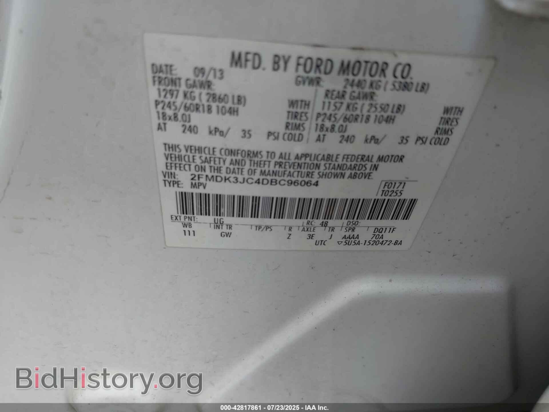 2013 FORD EDGE - VIN: 2FMDK3JC4DBC96064 - Photo 9
