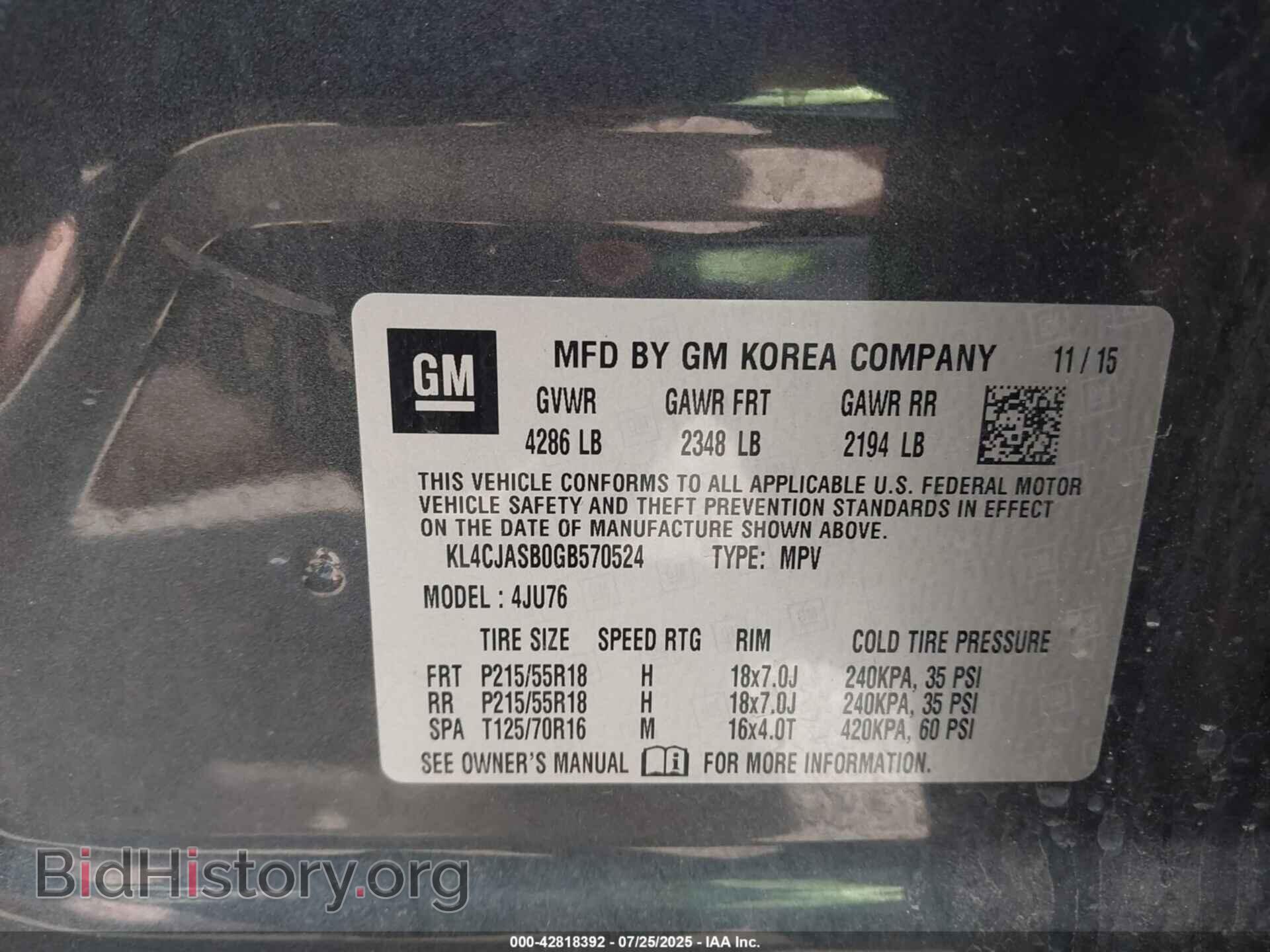 2016 BUICK ENCORE - VIN: KL4CJASB0GB570524 - Photo 9