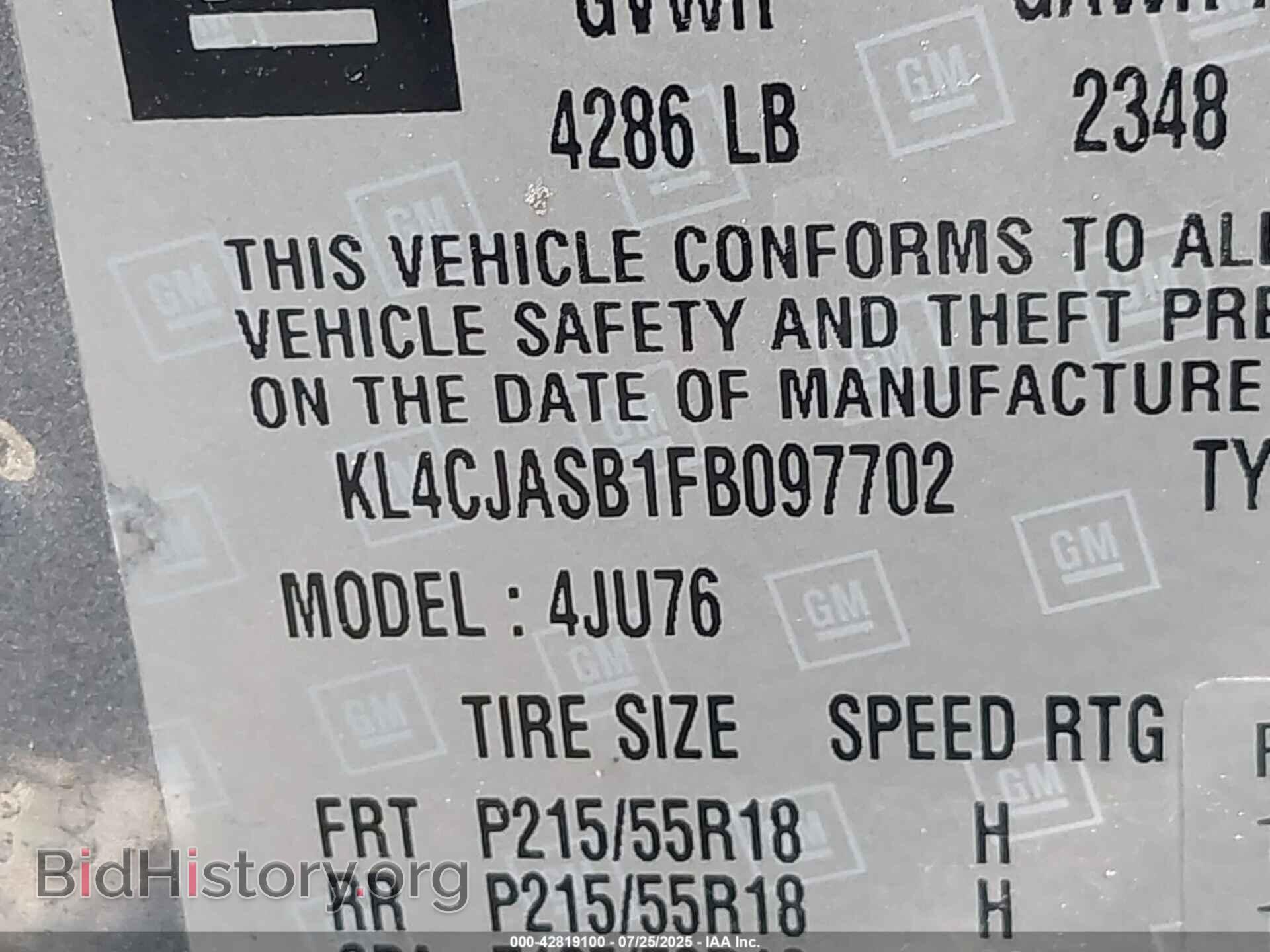 2015 BUICK ENCORE - VIN: KL4CJASB1FB097702 - Photo 9