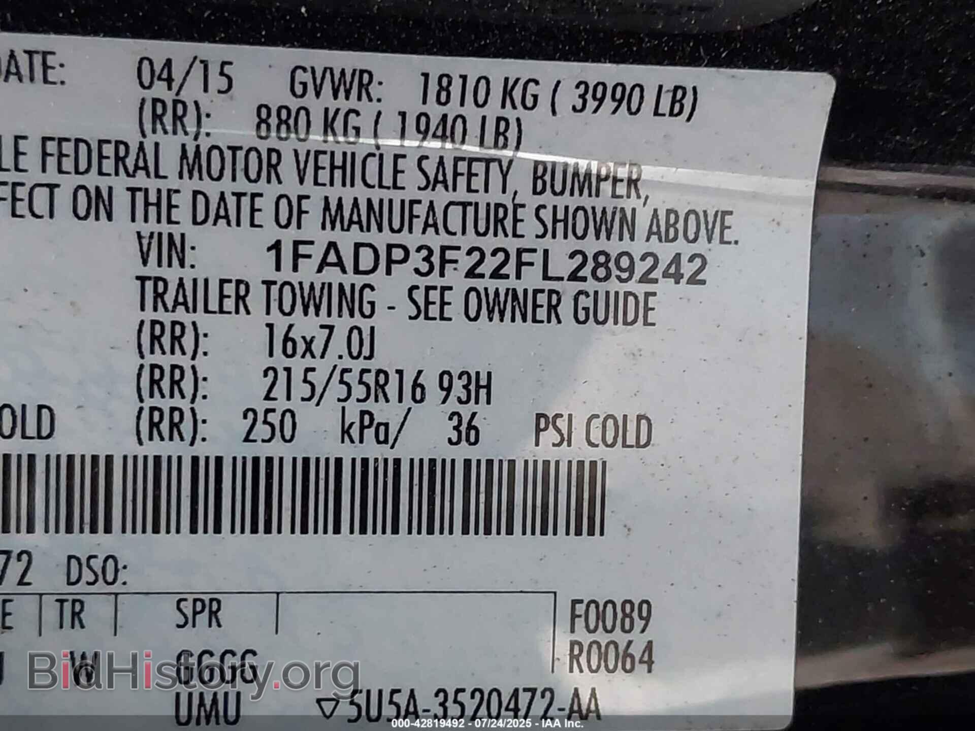 2015 FORD FOCUS - VIN: 1FADP3F22FL289242 - Фото 9