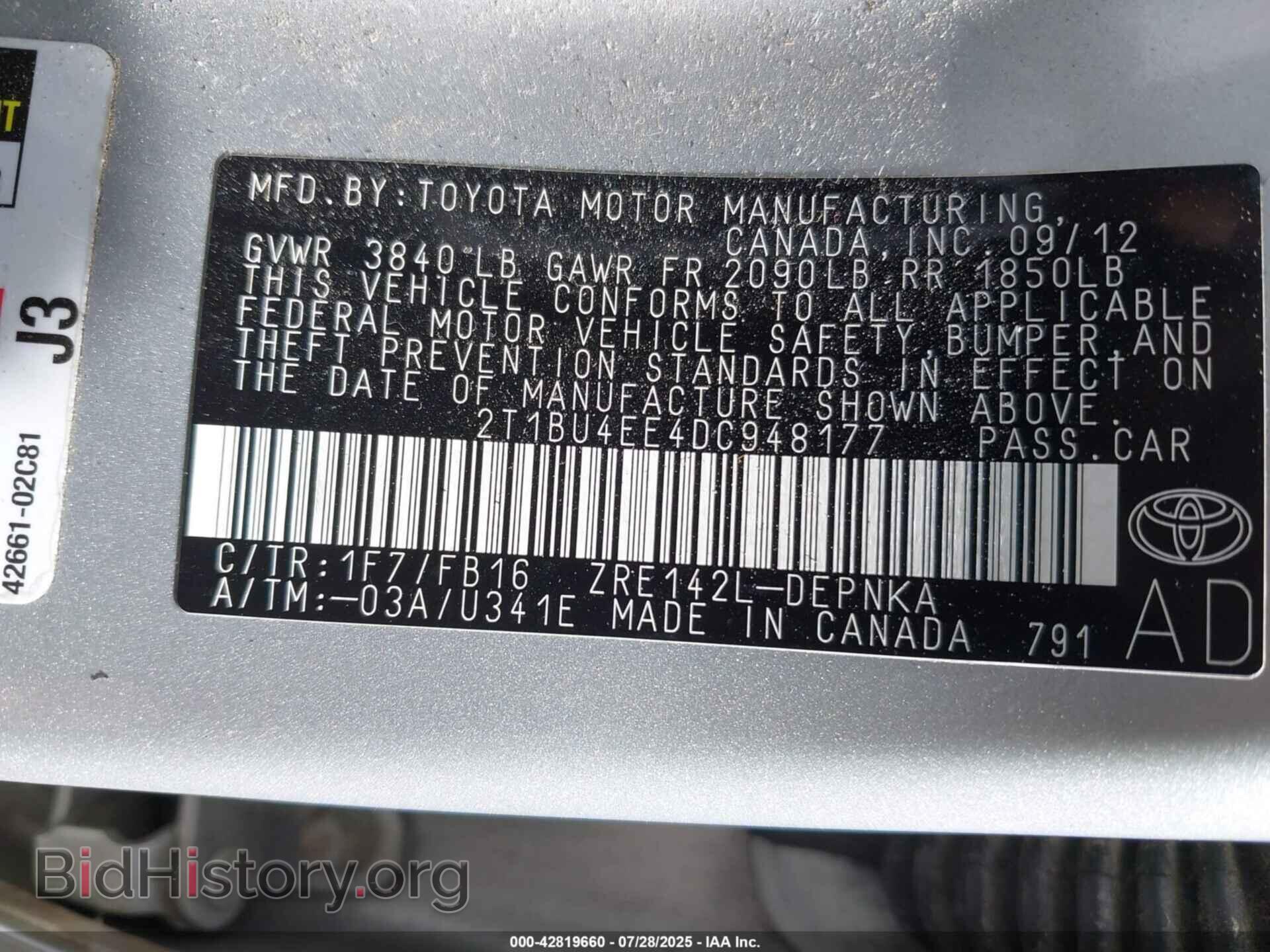 2013 TOYOTA COROLLA - VIN: 2T1BU4EE4DC948177 - Фото 9