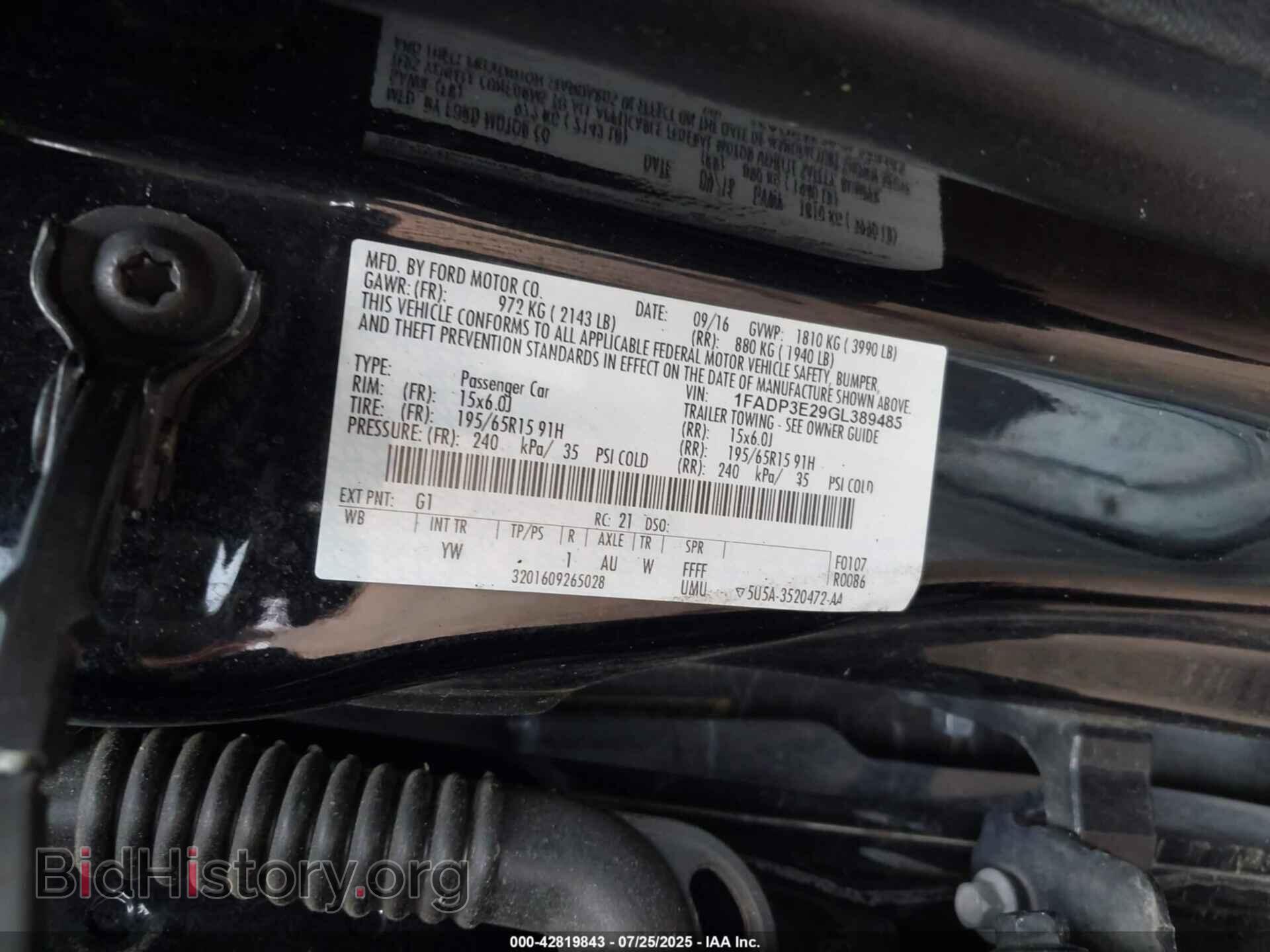 2016 FORD FOCUS - VIN: 1FADP3E29GL389485 - Фото 9