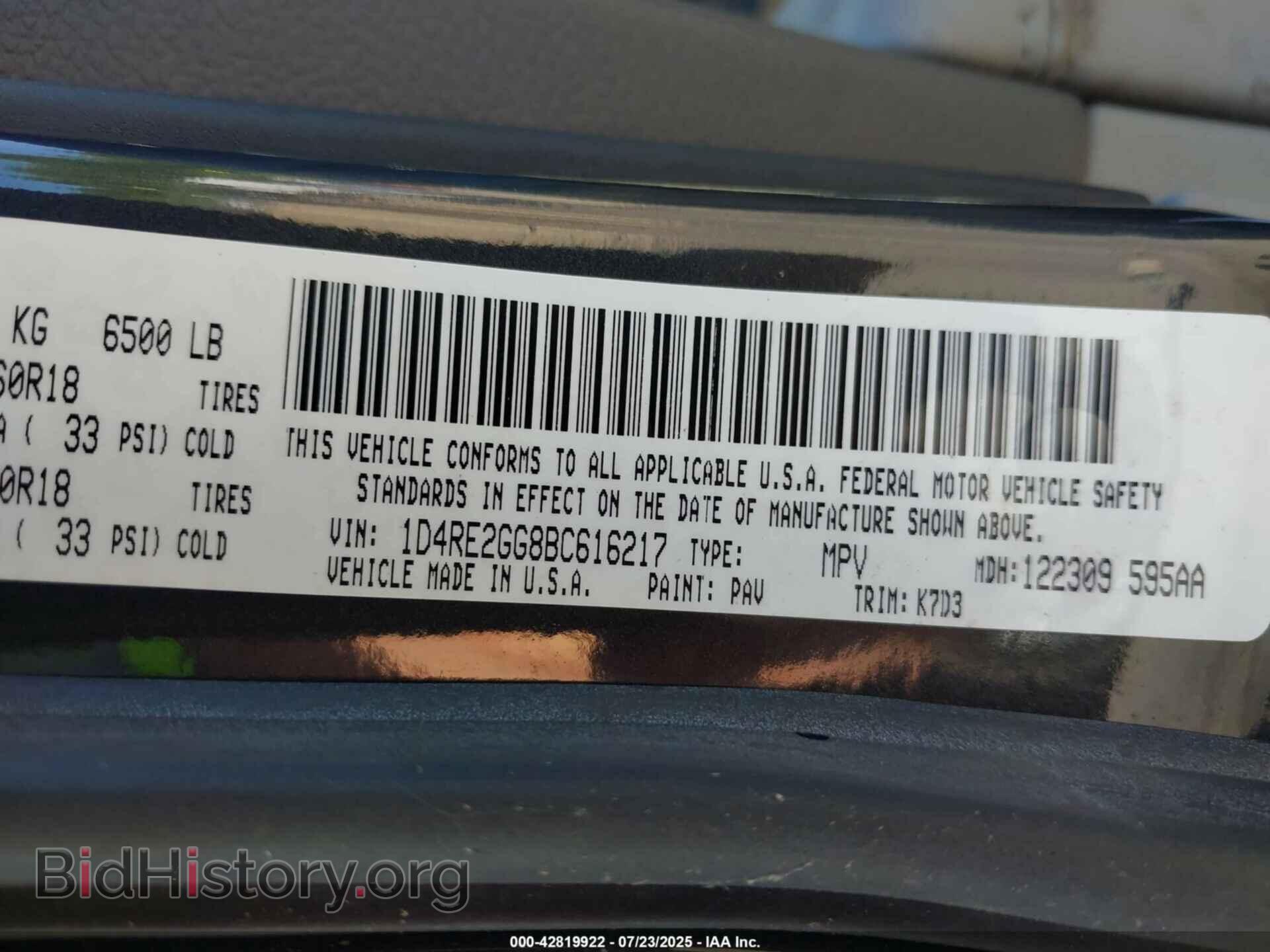 2011 DODGE DURANGO - VIN: 1D4RE2GG8BC616217 - Photo 9