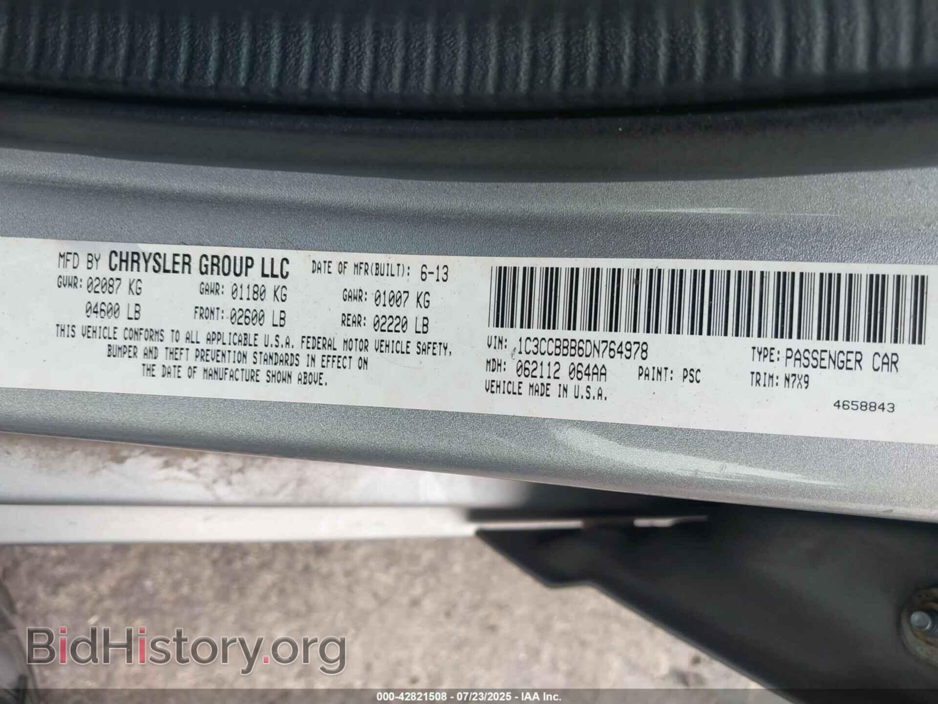 2013 CHRYSLER 200 - VIN: 1C3CCBBB6DN764978 - Фото 9