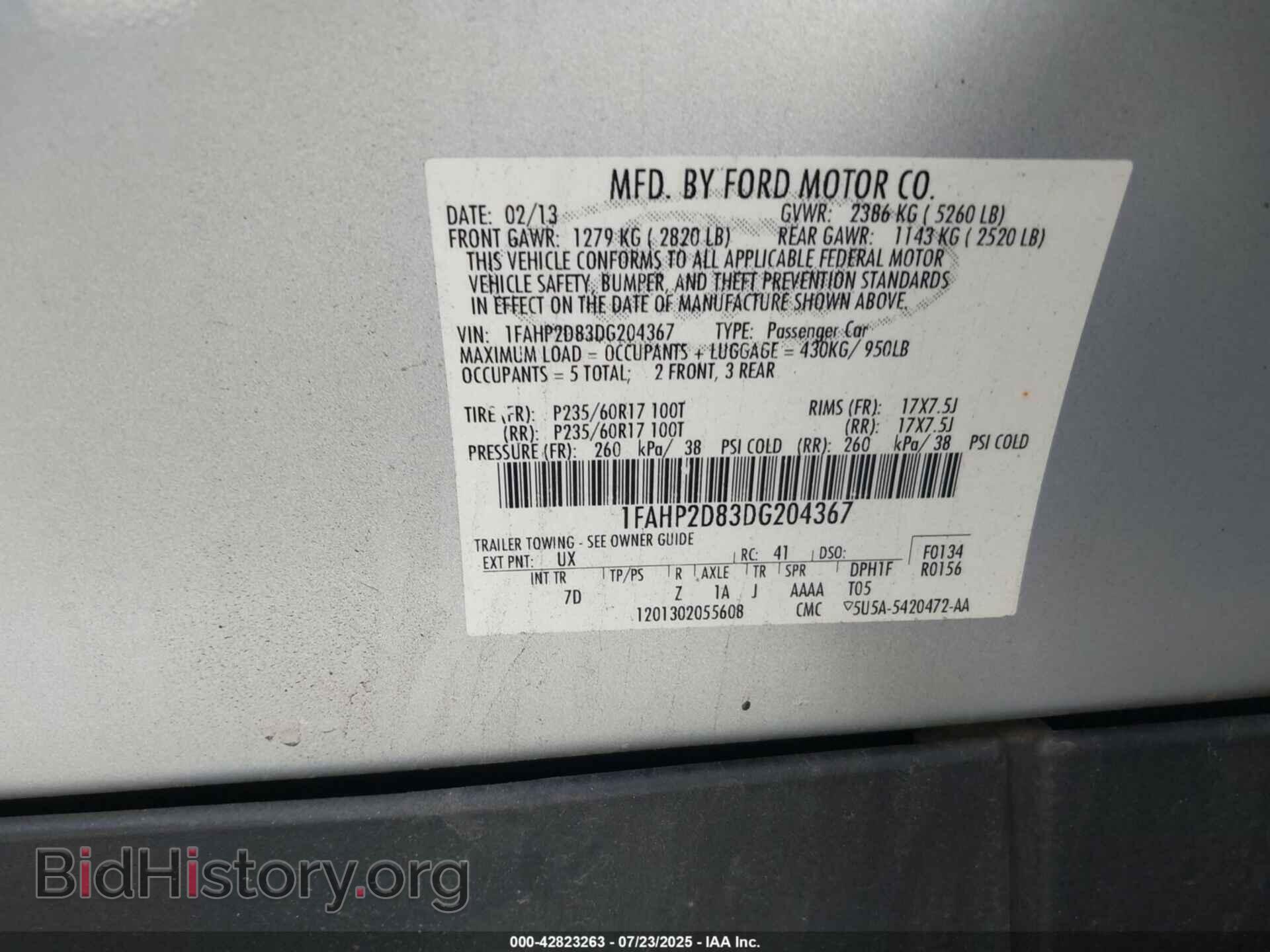 2013 FORD TAURUS - VIN: 1FAHP2D83DG204367 - Photo 9