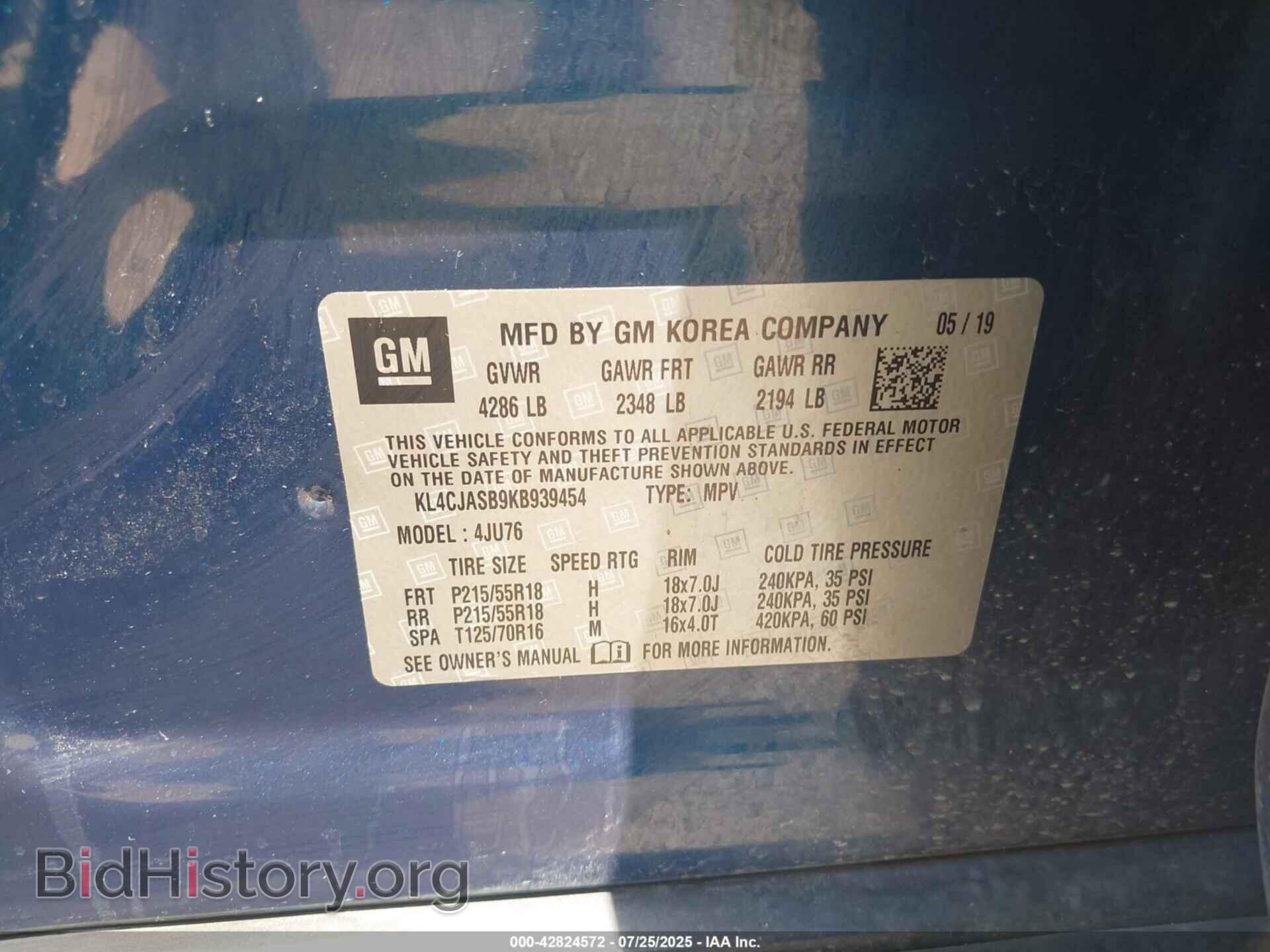 2019 BUICK ENCORE - VIN: KL4CJASB9KB939454 - Фото 9