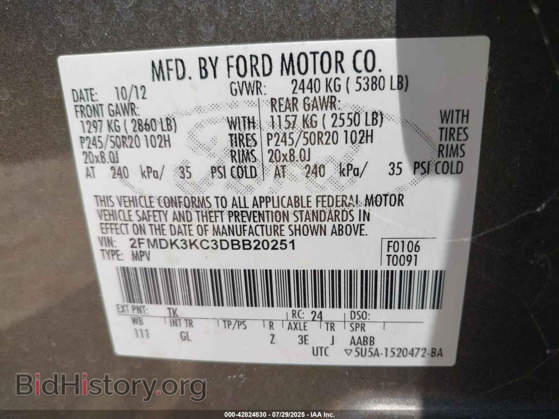 2013 FORD EDGE - VIN: 2FMDK3KC3DBB20251 - Photo 9
