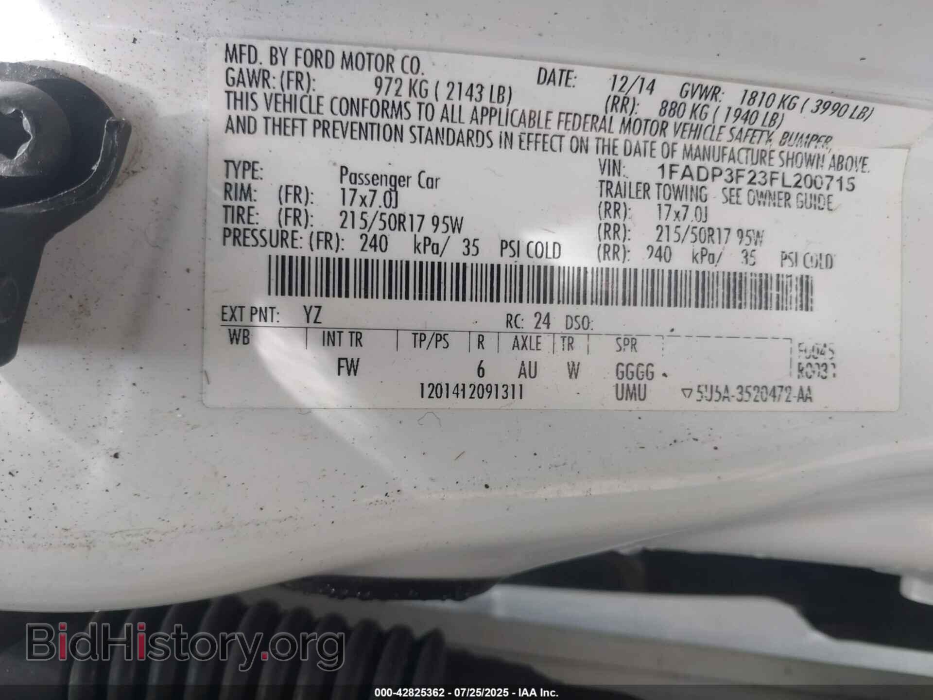 2015 FORD FOCUS - VIN: 1FADP3F23FL200715 - Фото 9