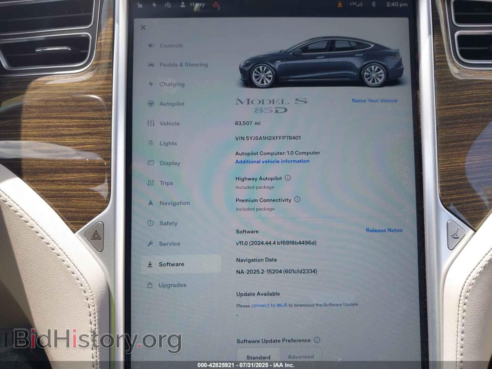 2015 TESLA MODEL S - VIN: 5YJSA1H2XFFP78401 - Photo 7