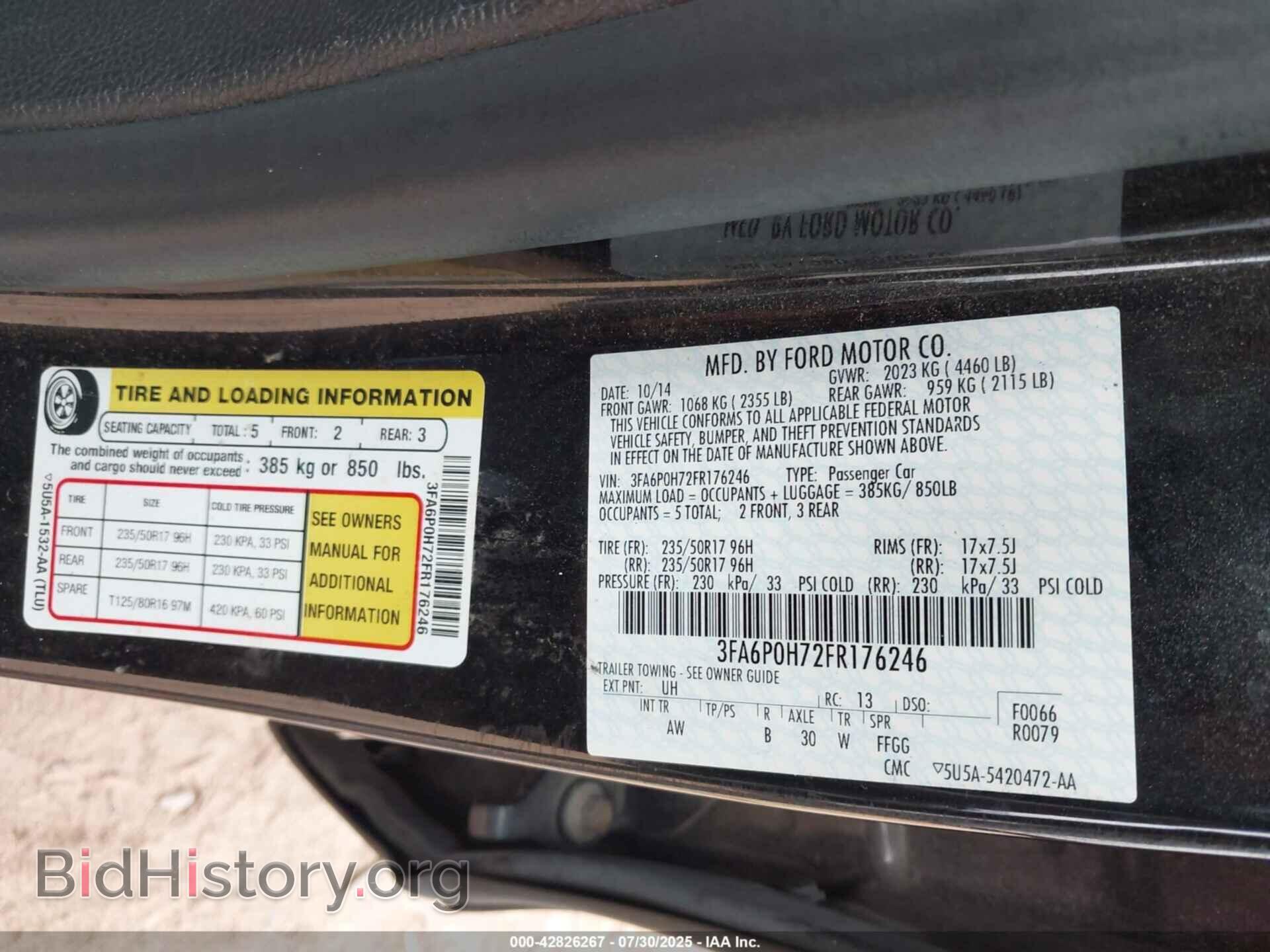 2015 FORD FUSION - VIN: 3FA6P0H72FR176246 - Фото 9