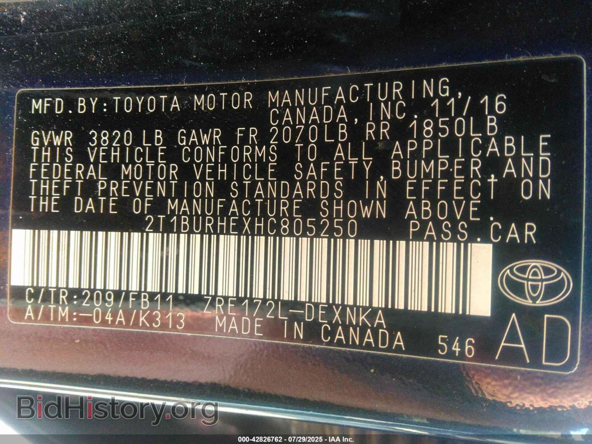 2017 TOYOTA COROLLA - VIN: 2T1BURHEXHC805250 - Фото 9