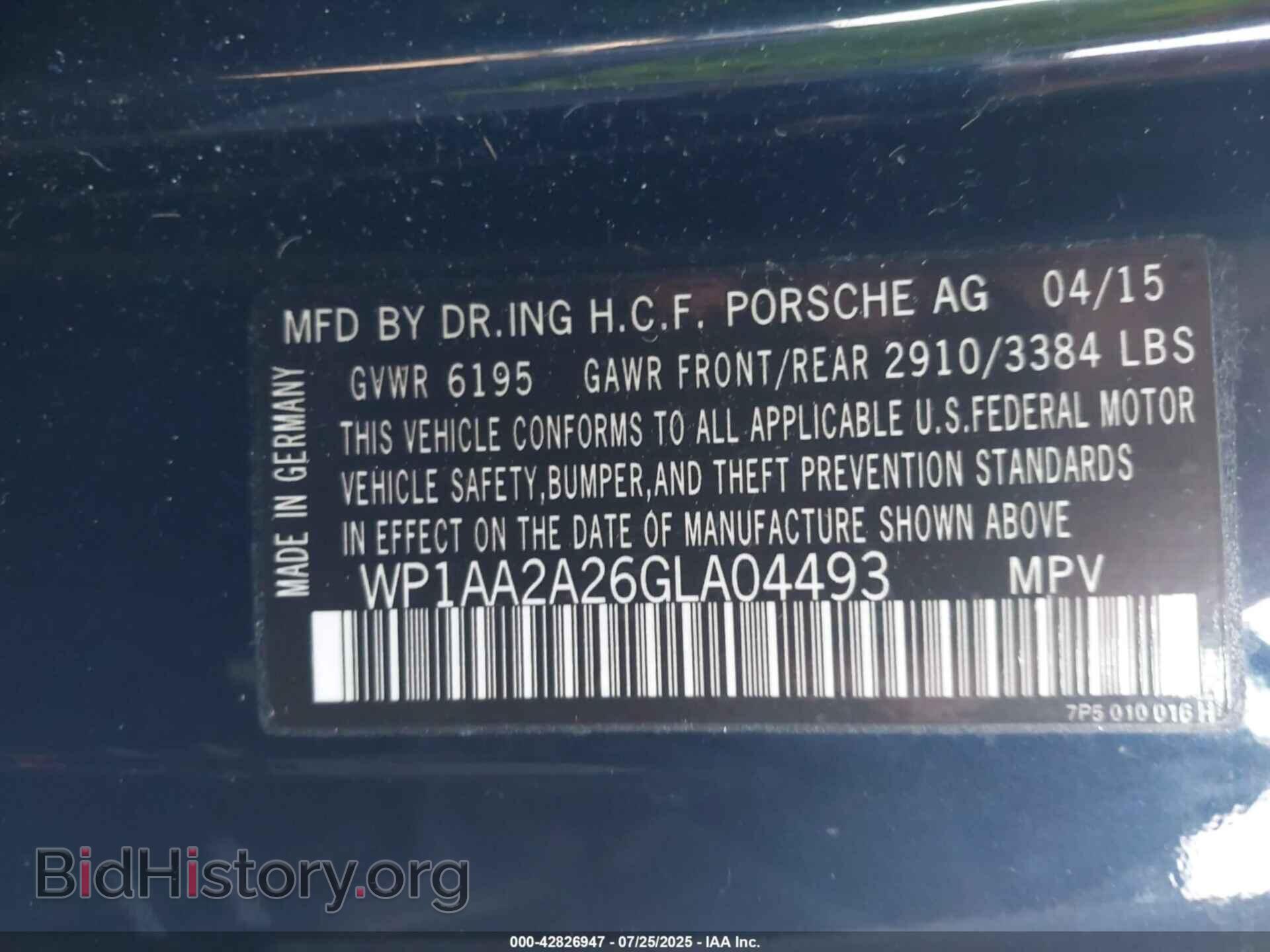 2016 PORSCHE CAYENNE - VIN: WP1AA2A26GLA04493 - Фото 9