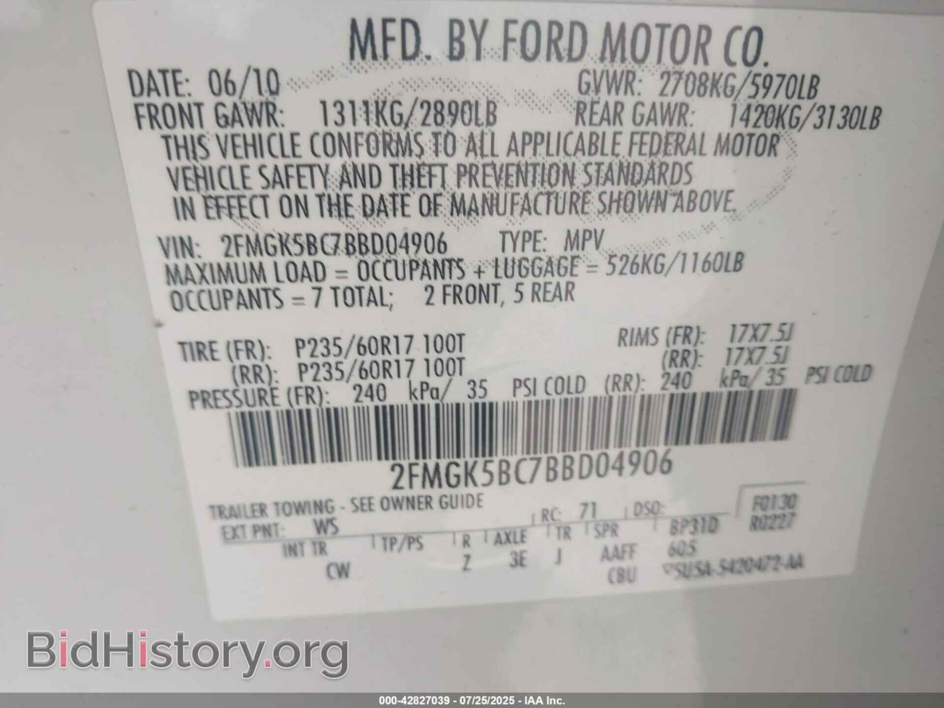2011 FORD FLEX - VIN: 2FMGK5BC7BBD04906 - Photo 9