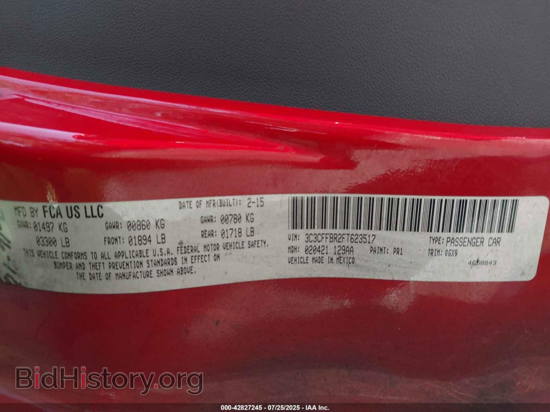 2015 FIAT 500 - VIN: 3C3CFFBR2FT623517 - Фото 9