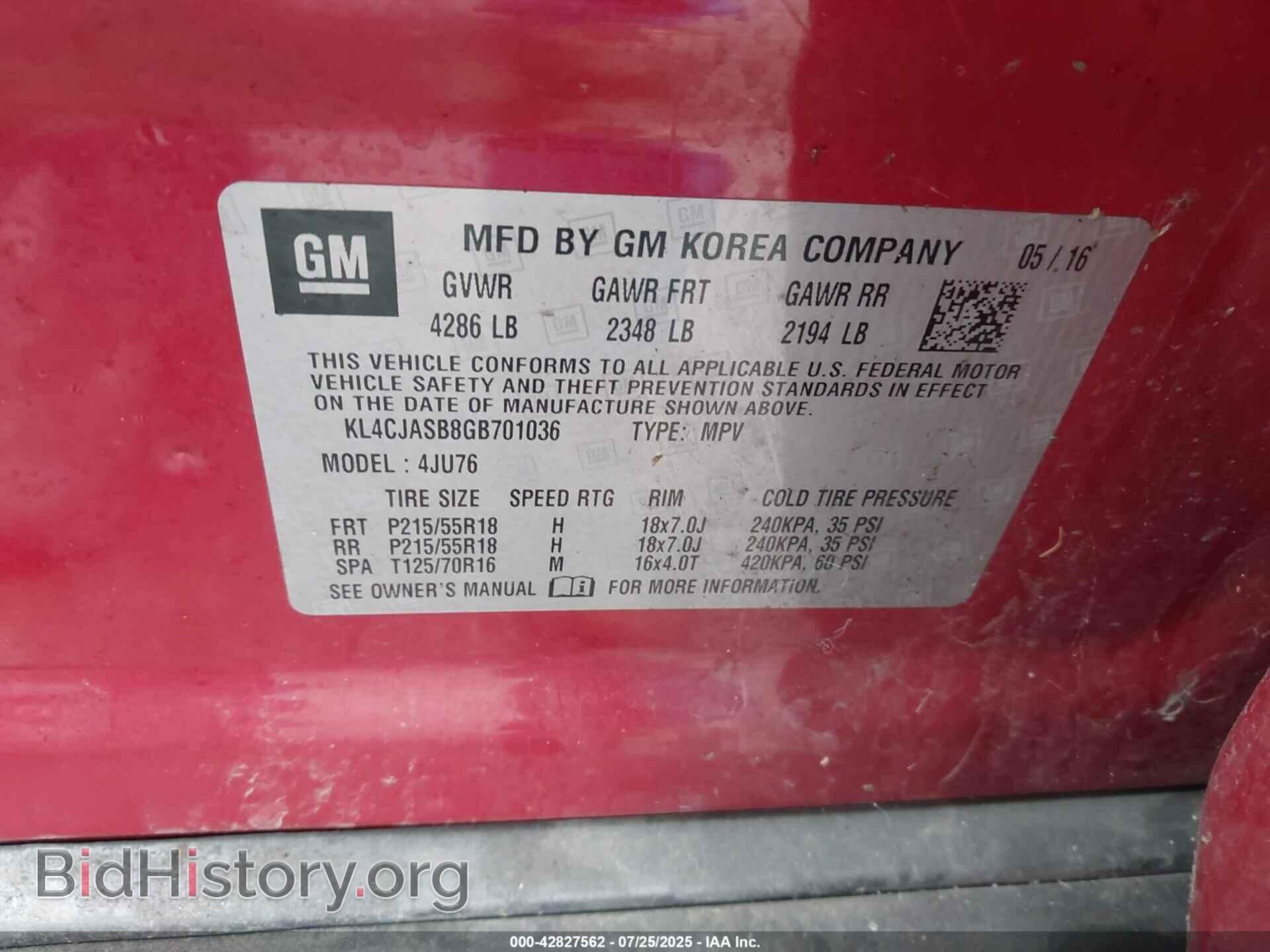 2016 BUICK ENCORE - VIN: KL4CJASB8GB701036 - Photo 9