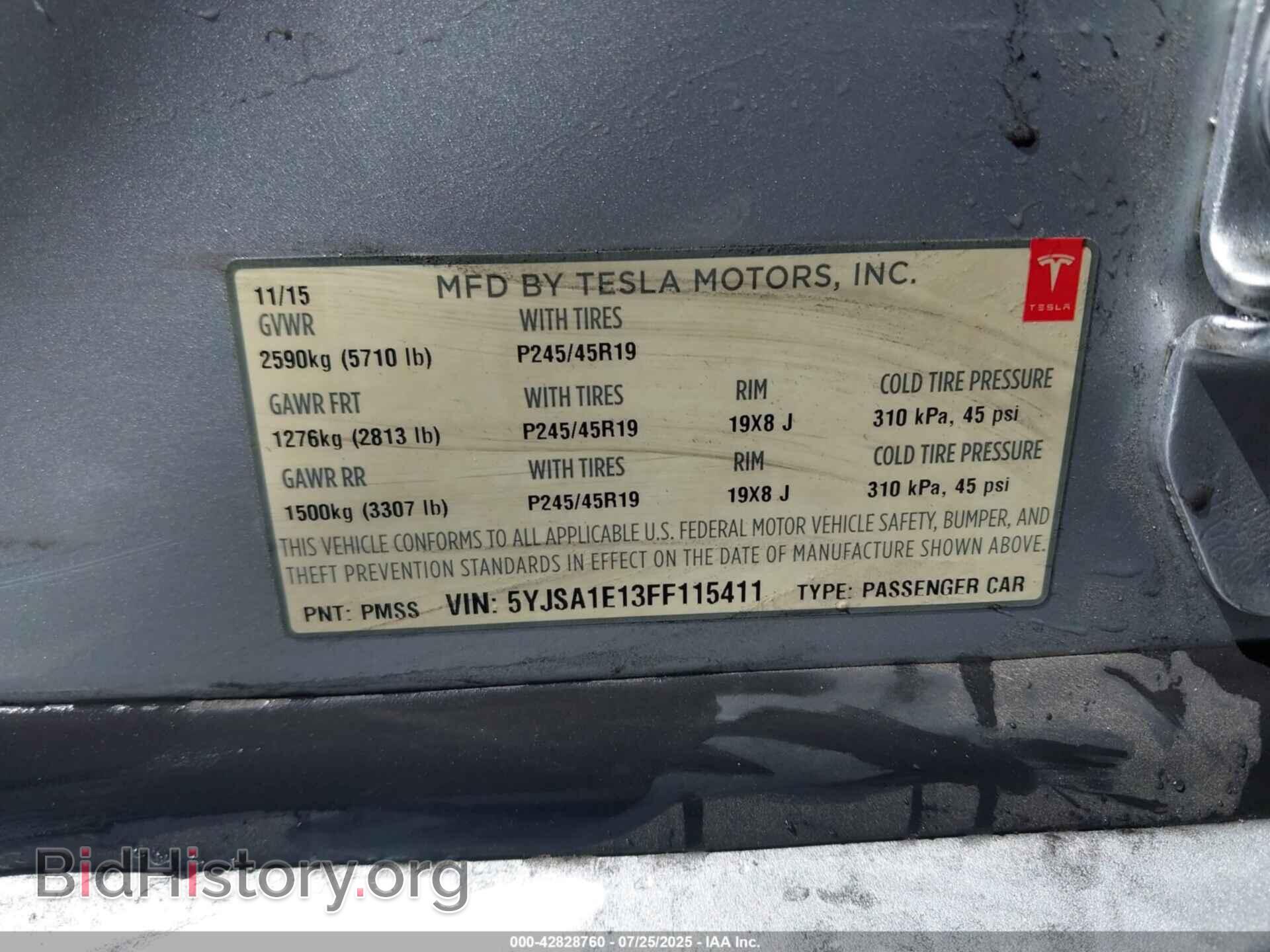 2015 TESLA MODEL S - VIN: 5YJSA1E13FF115411 - Фото 9