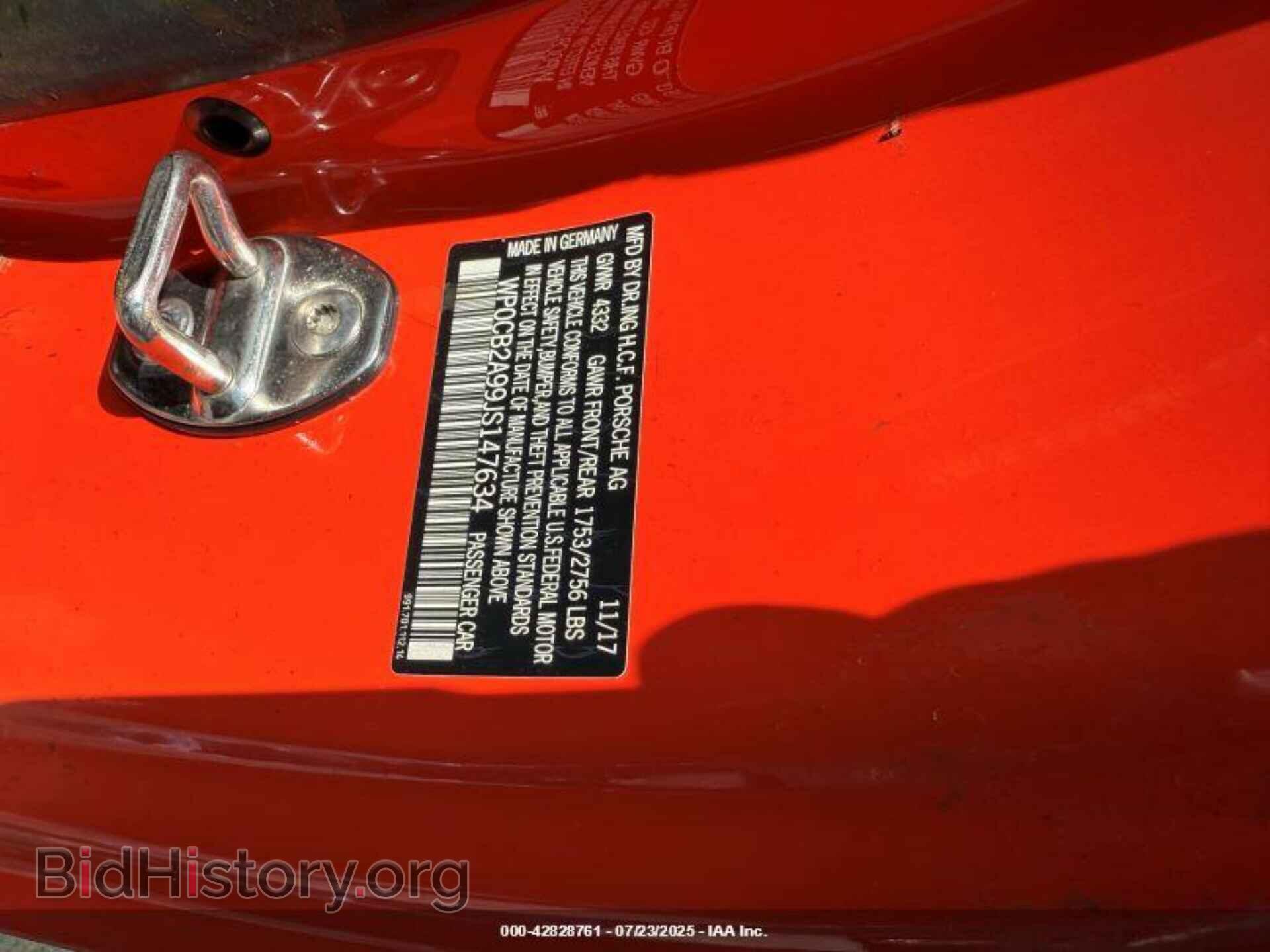 2018 PORSCHE 911 - VIN: WP0CB2A99JS147634 - Фото 9