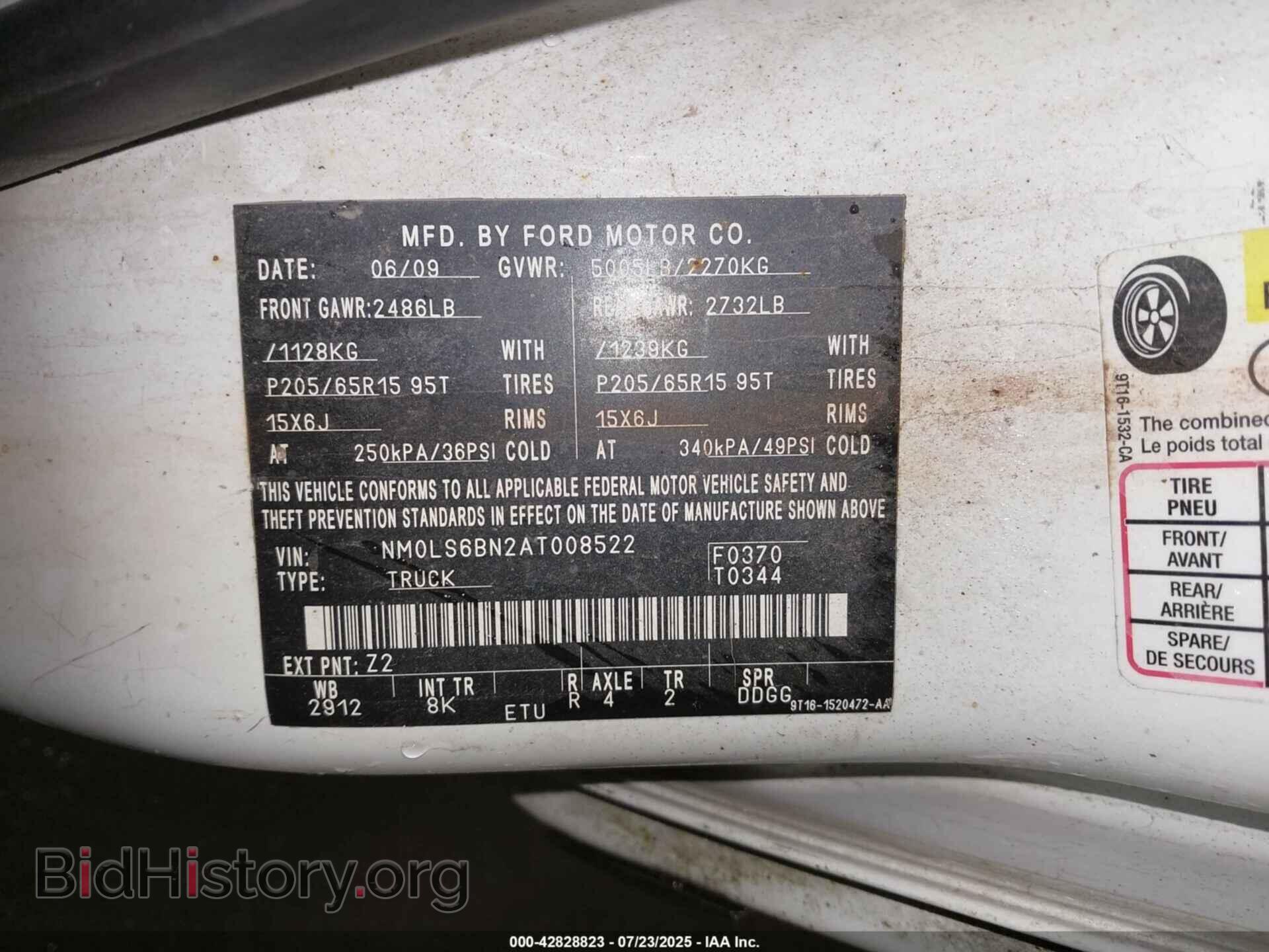 2010 FORD TRANSIT CONNECT - VIN: NM0LS6BN2AT008522 - Фото 9