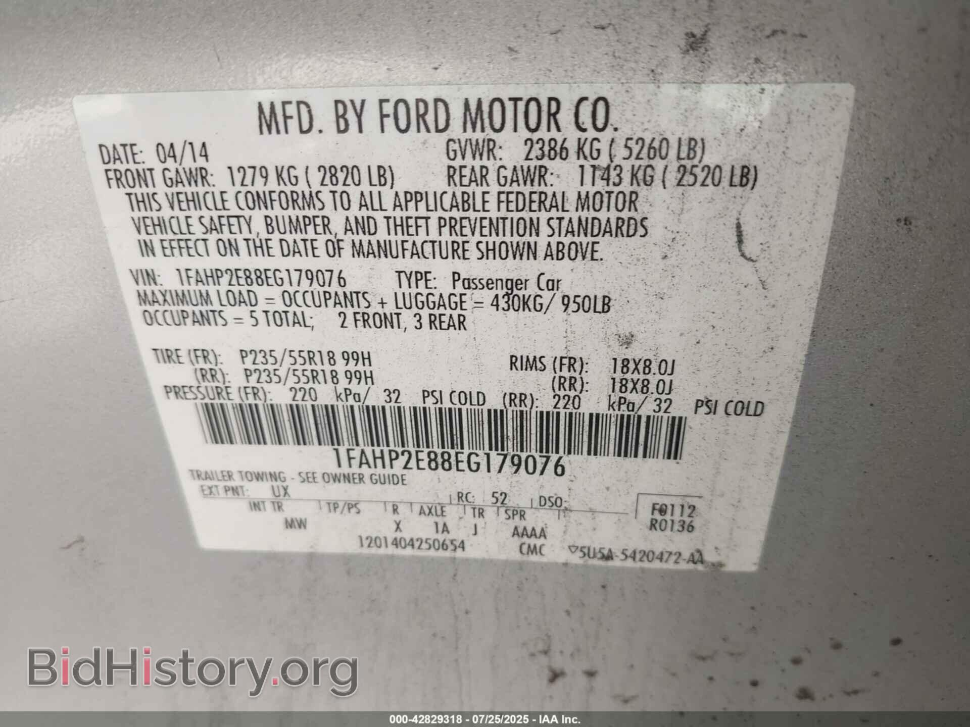 2014 FORD TAURUS - VIN: 1FAHP2E88EG179076 - Photo 9